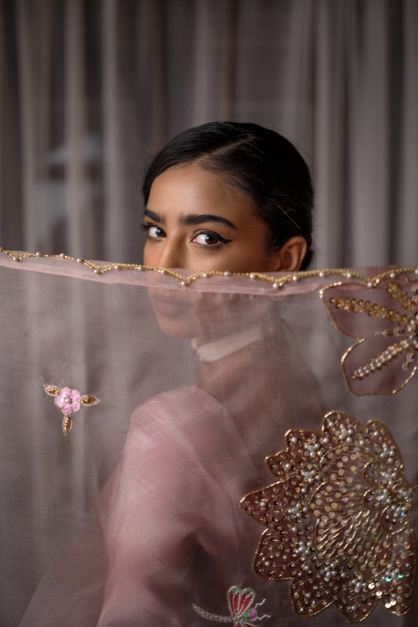 Embellished Dusty Rose Saree