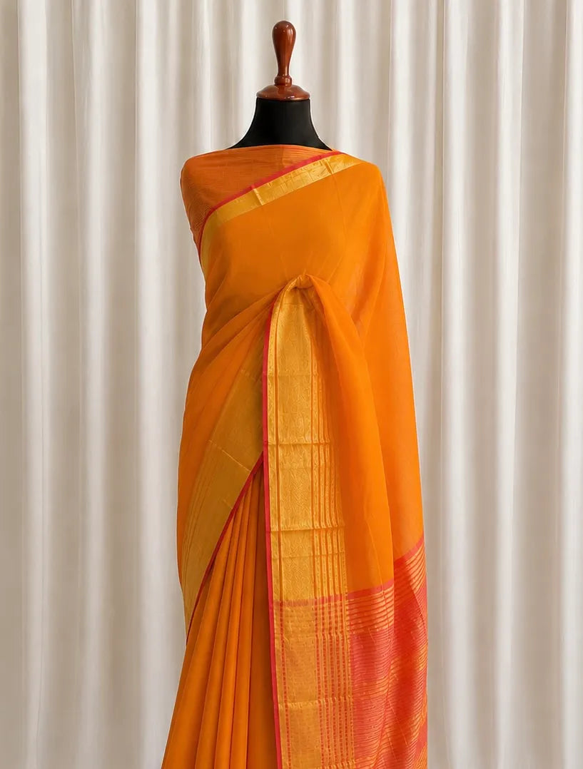 Dholki Cotton Silk: Kesar