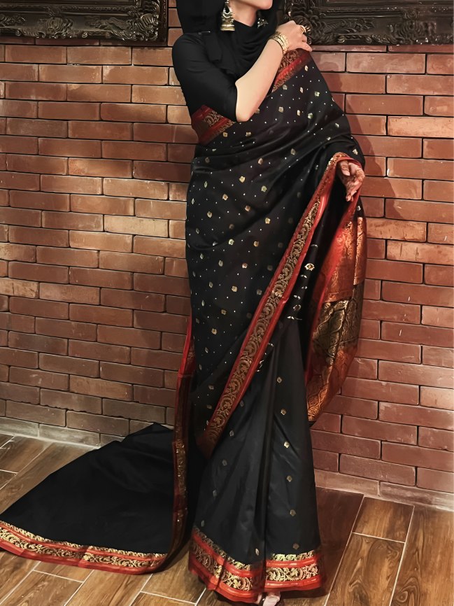 Riwayti Banarsi Silk: Smoky Black