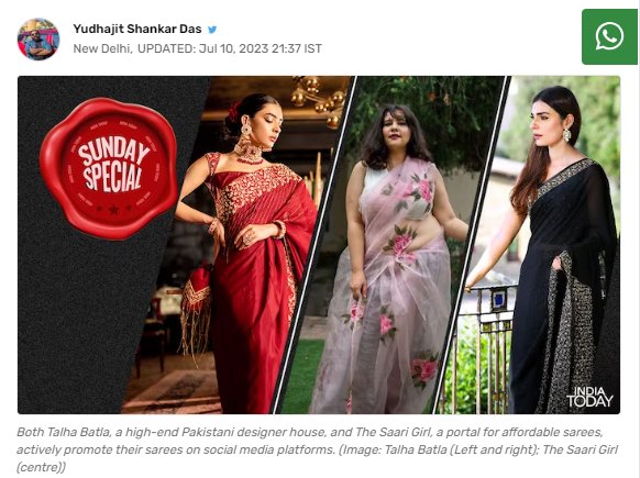 How the saree is bringing Pakistan back into its fold - THE SAARI GIRL FEATURE IN INDIA TODAY SUNDAY SPECIAL
