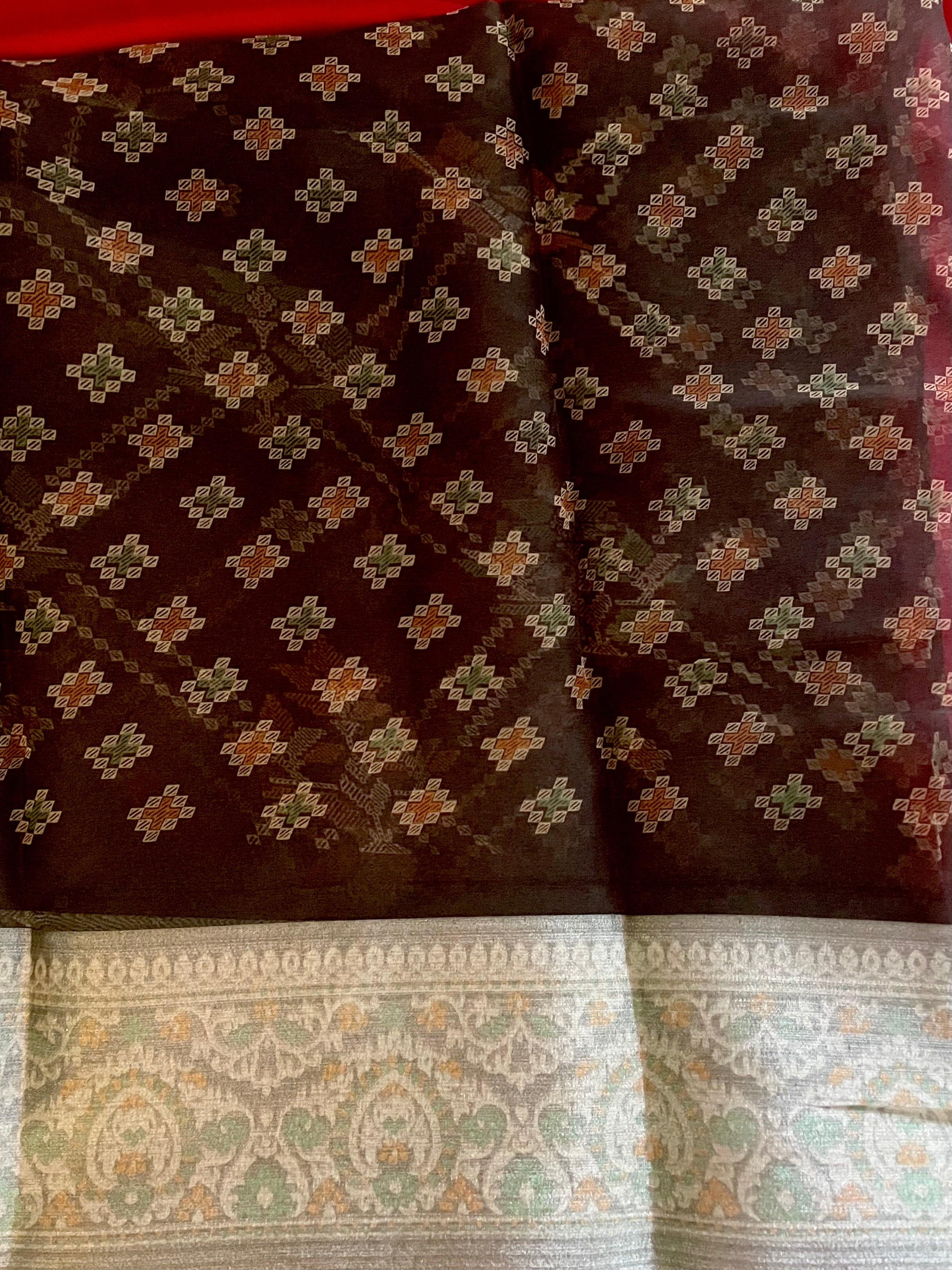 Kanchivaram Organza Silk: Kohl