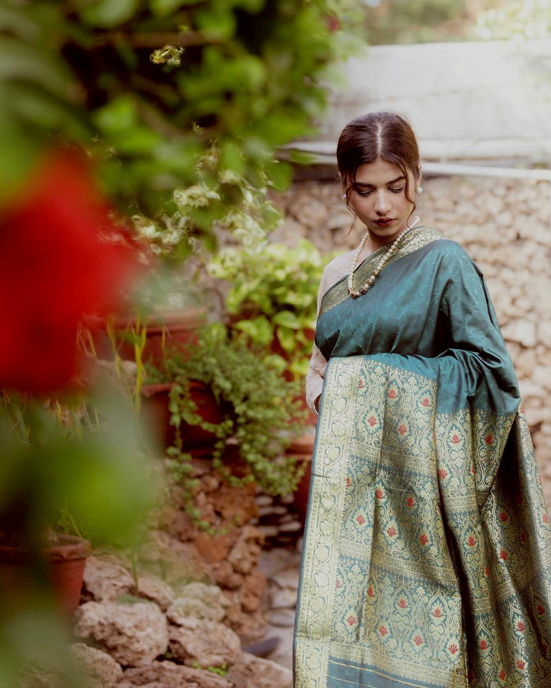 Noor e Jehan Banarsi Silk: Teal