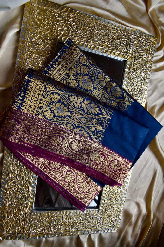 Noor e Jehan Banarsi Silk: Royal Blue