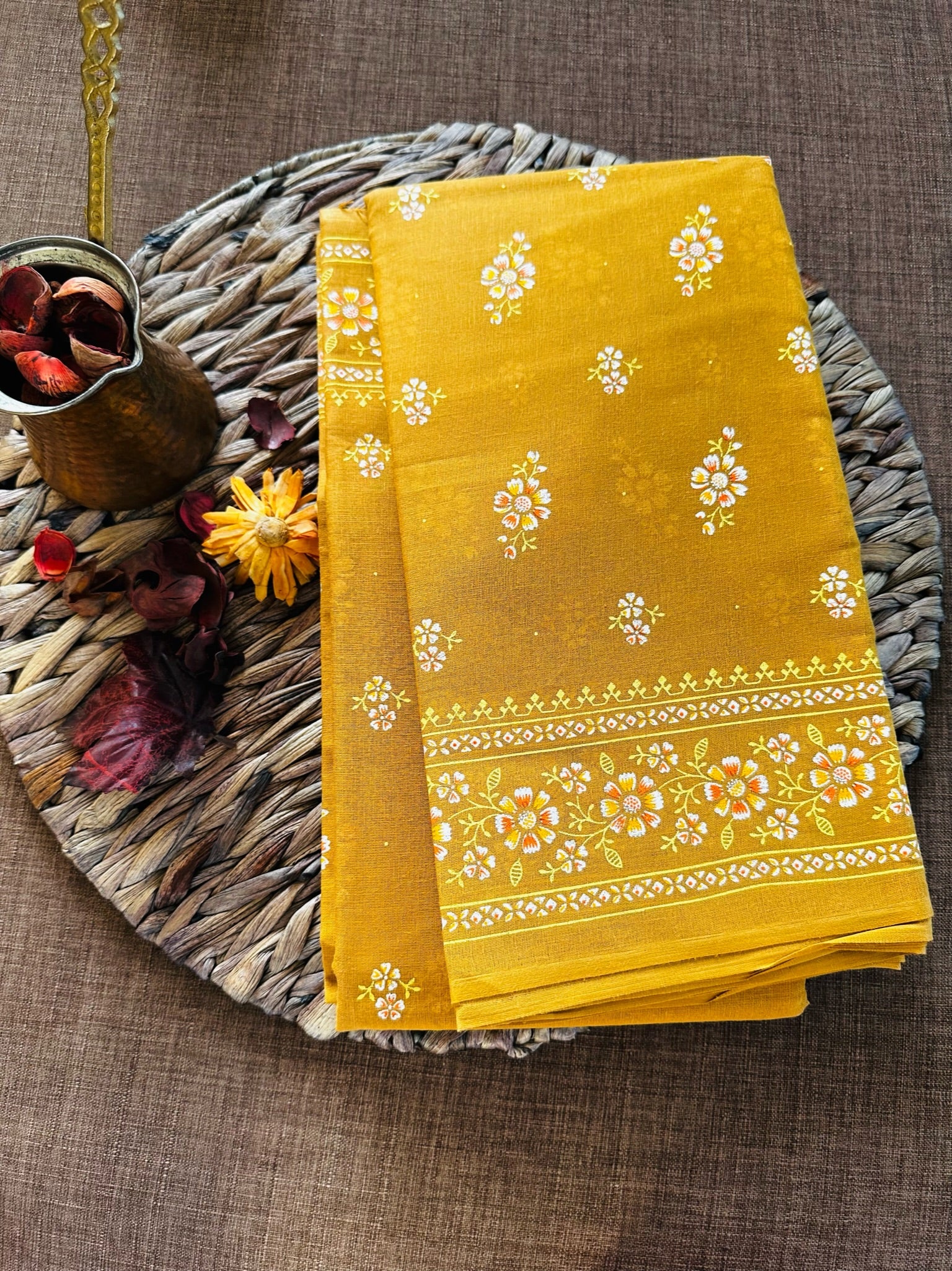 Organic Cotton: Saffron Dahlia