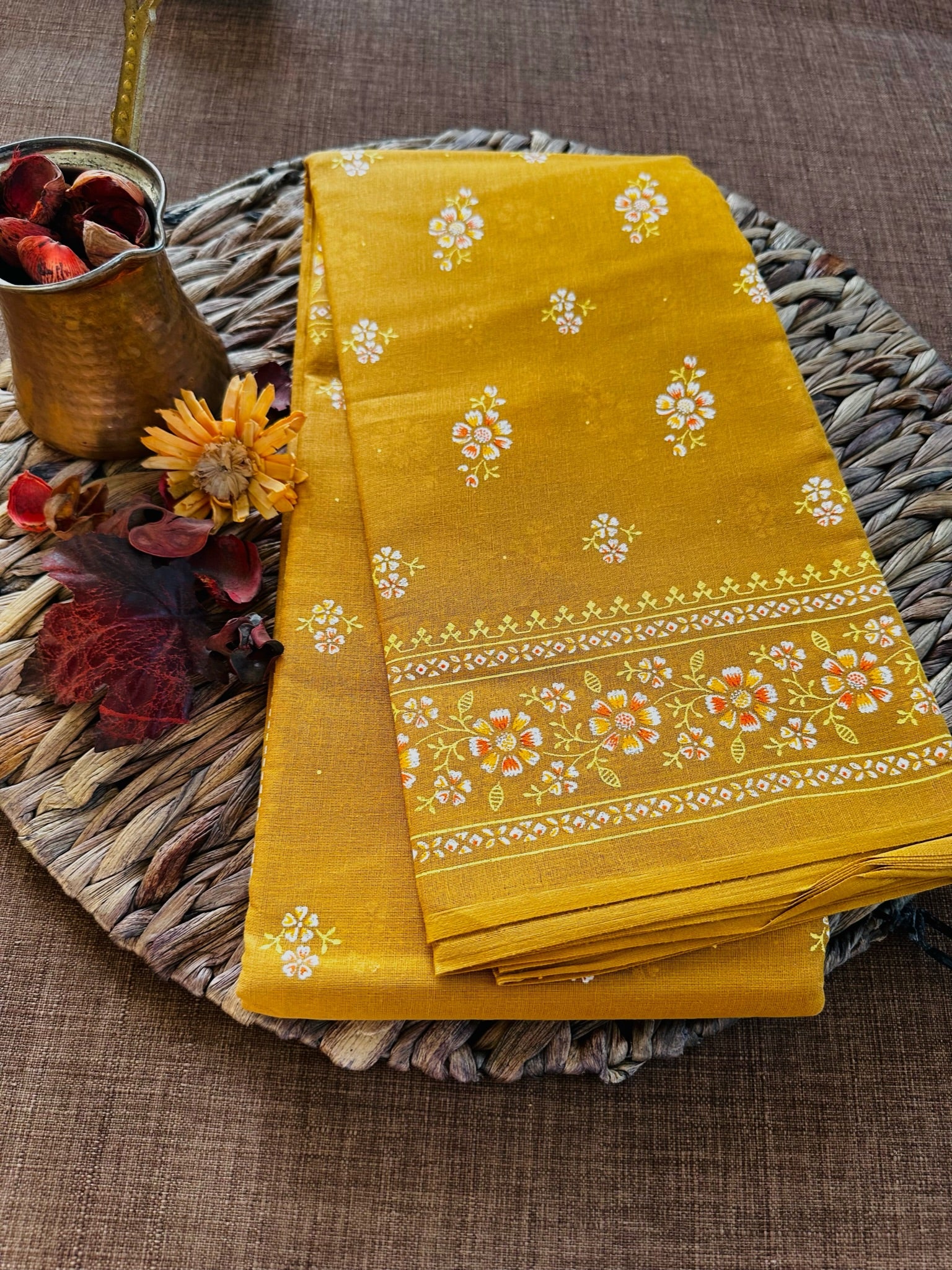 Organic Cotton: Saffron Dahlia