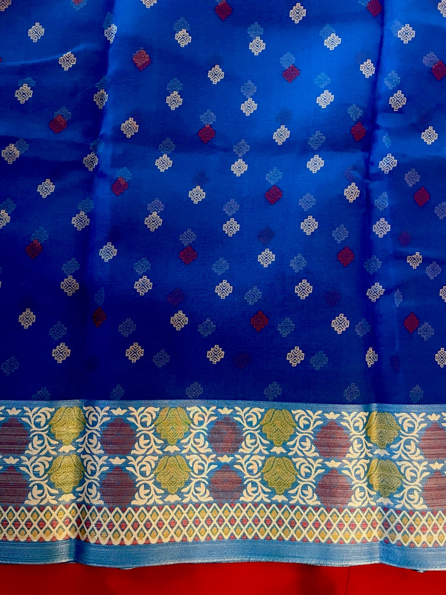 Kanchivaram Organza Silk: Cobalt