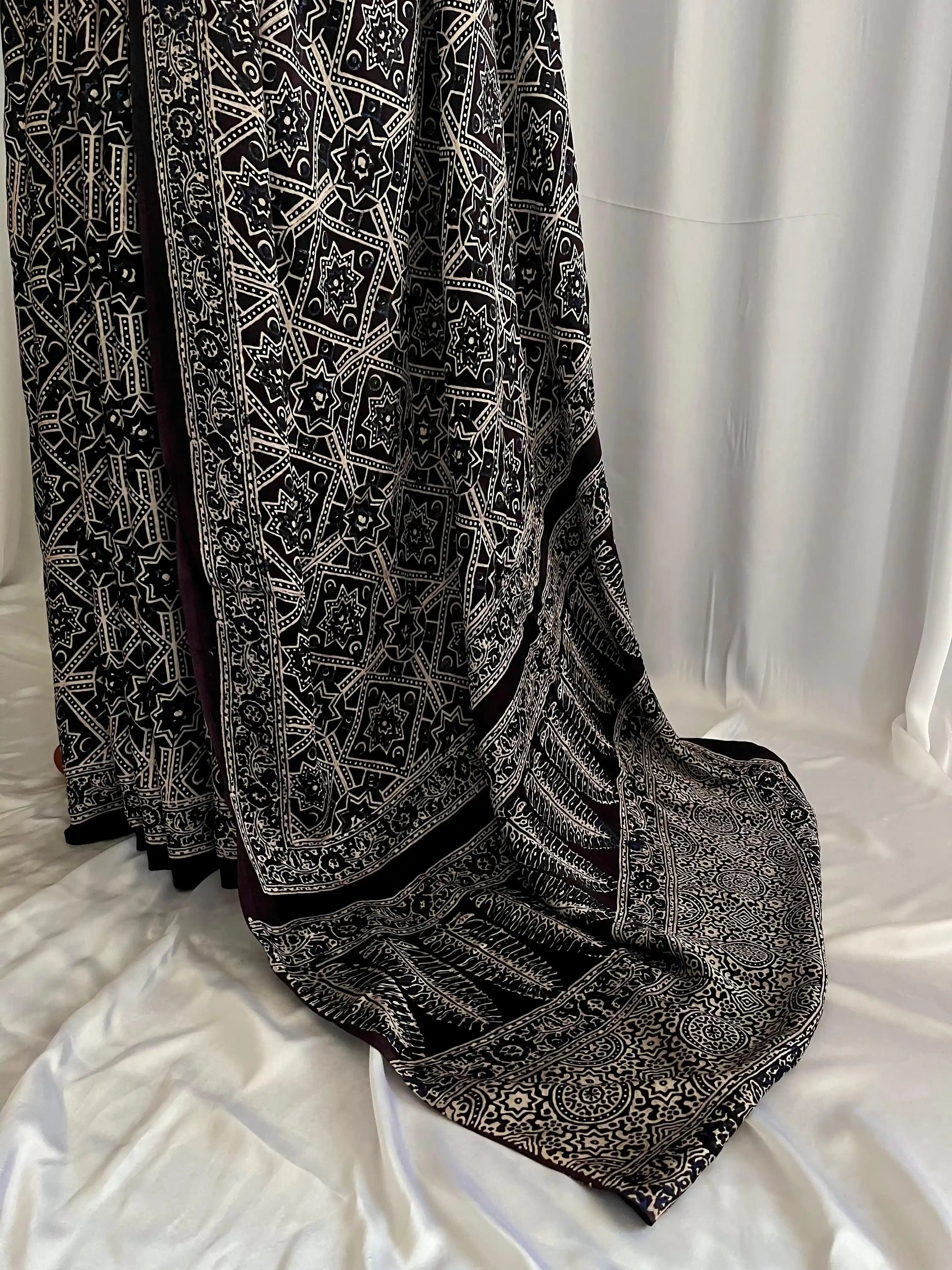 Ajrak Hand-Blocked Silk: Hunar