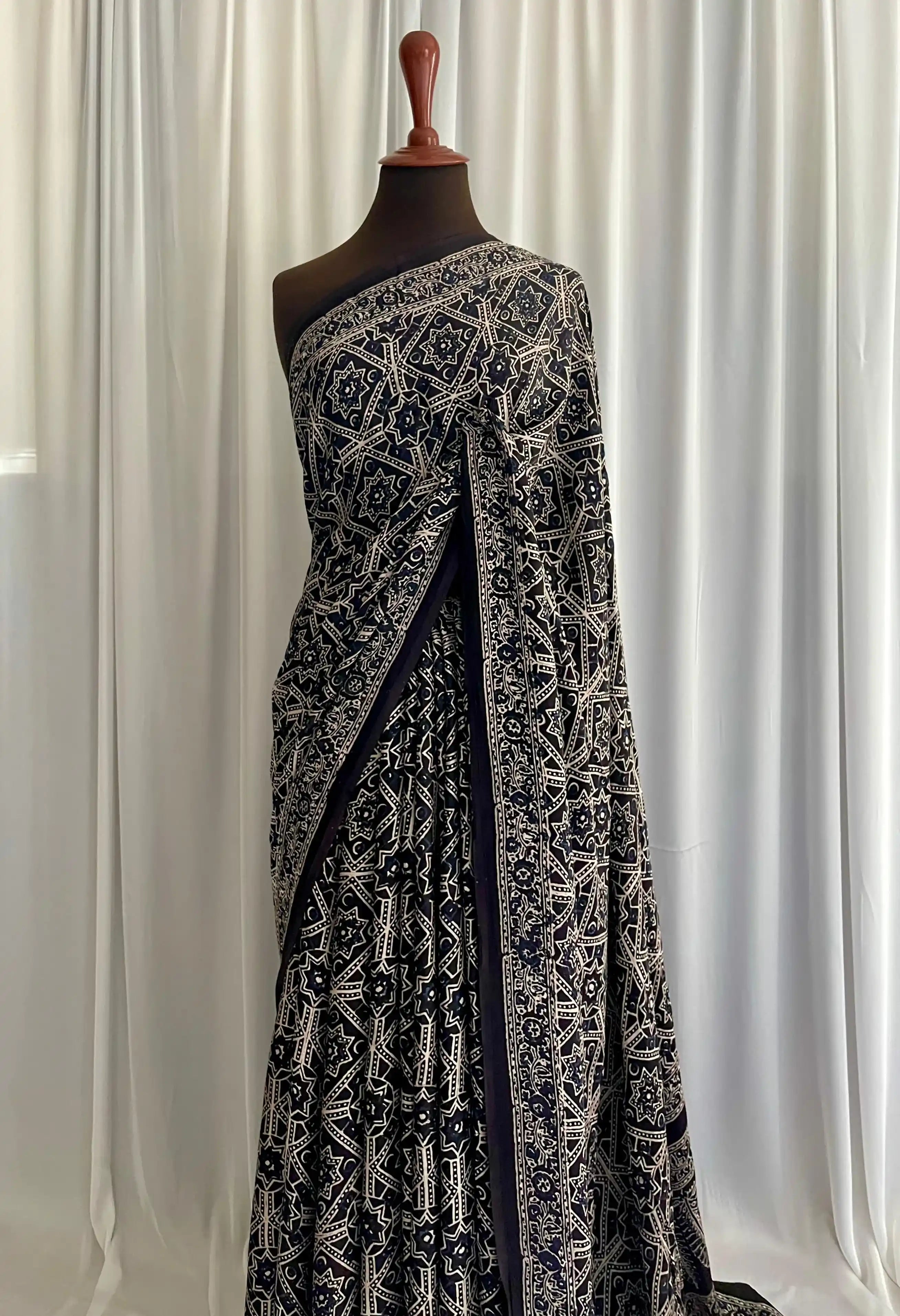 Ajrak Hand-Blocked Silk: Hunar