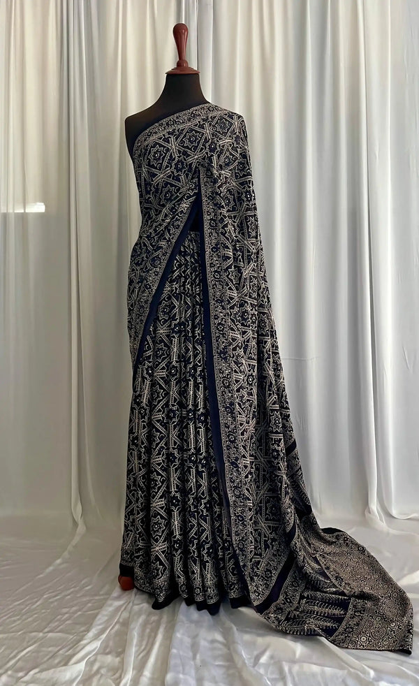 Ajrak Hand-Blocked Silk: Hunar