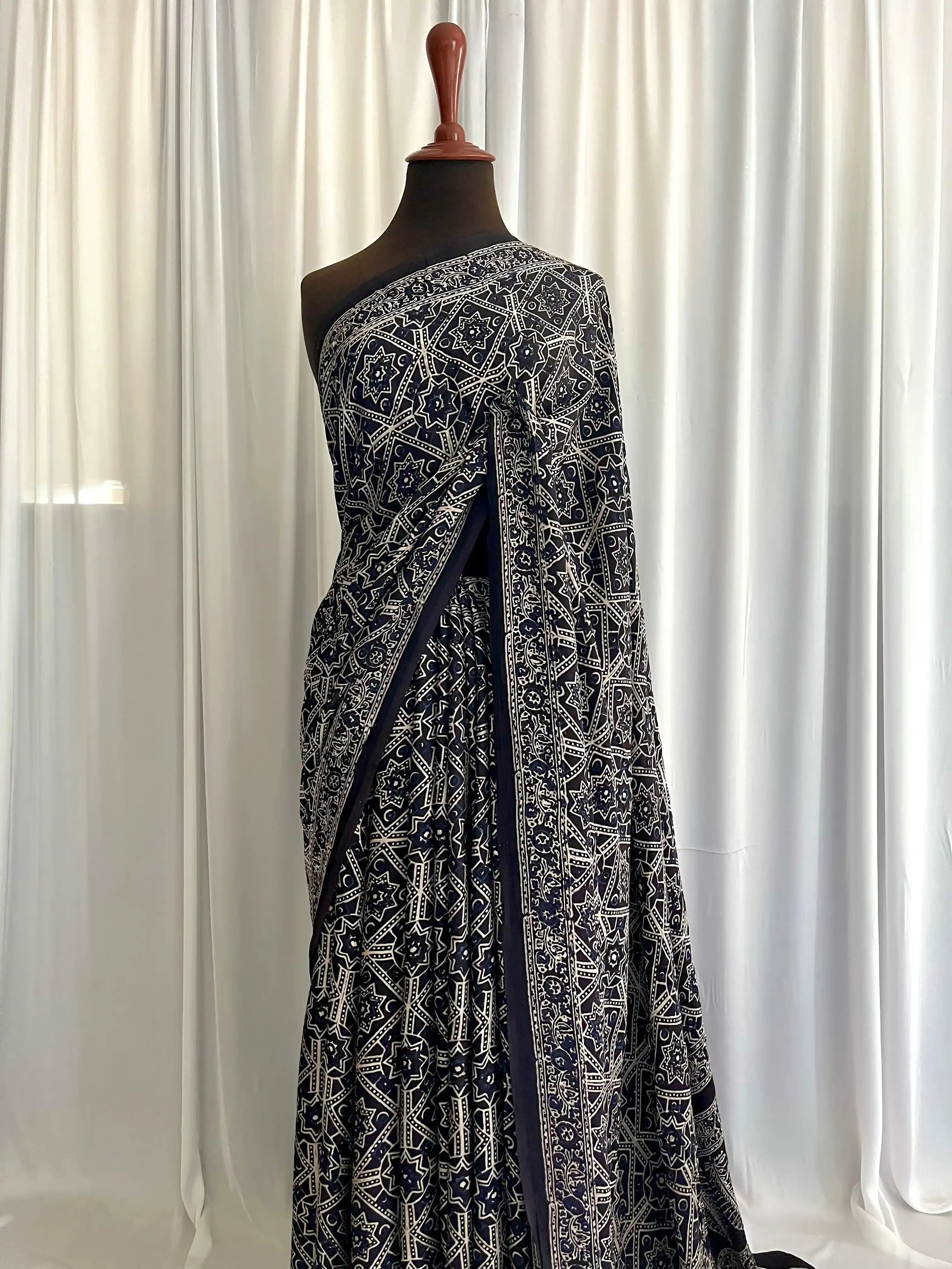 Ajrak Hand-Blocked Silk: Hunar