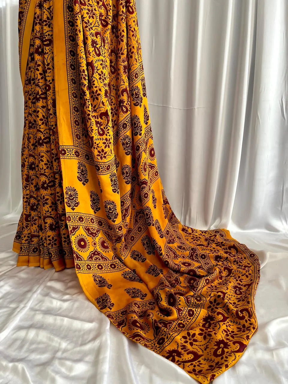 Ajrak Hand-Blocked Silk: Mehek