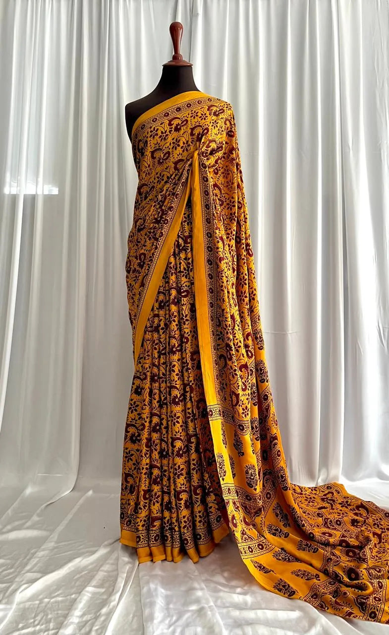 Ajrak Hand-Blocked Silk: Mehek