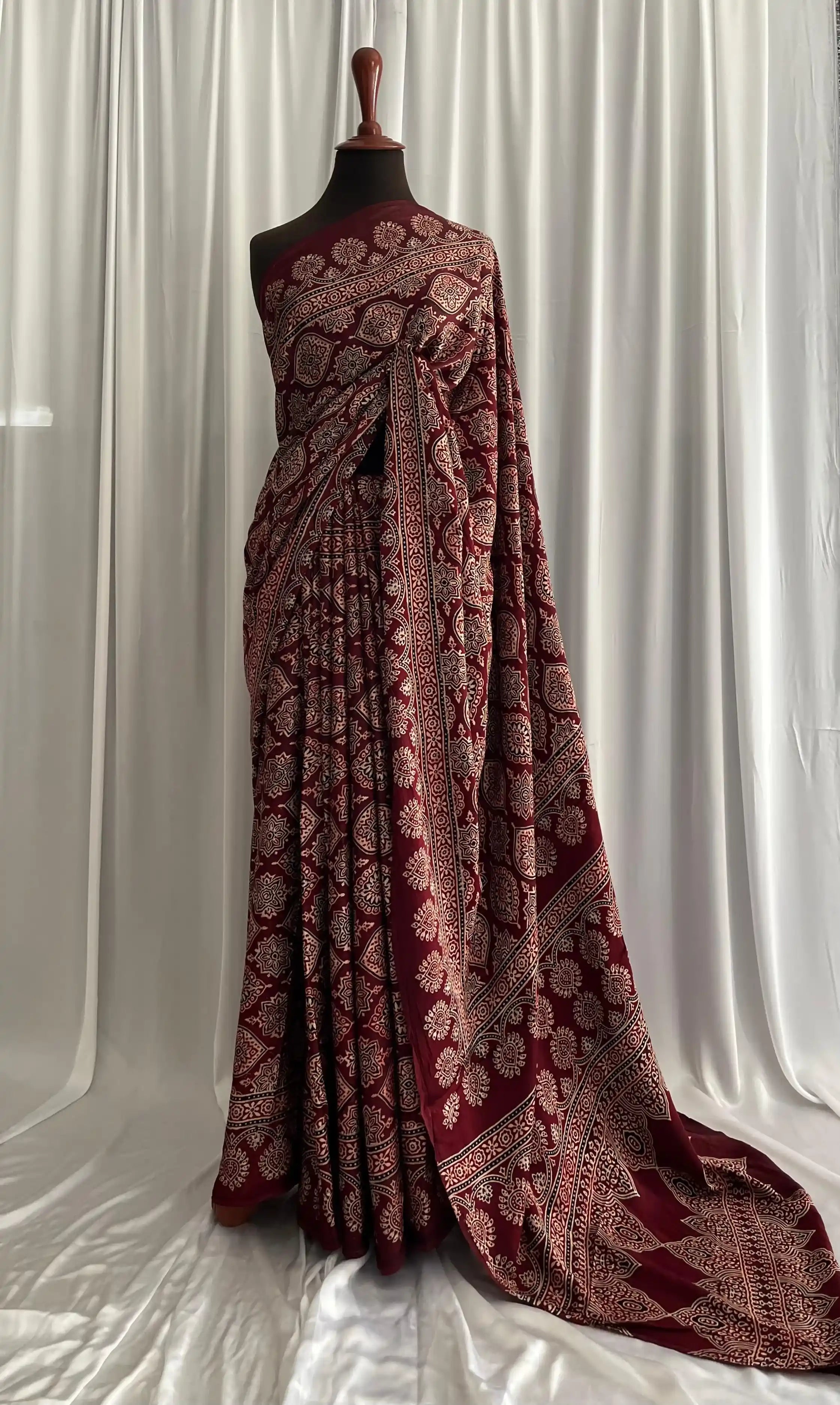 Ajrak Hand-Blocked Silk: Sila