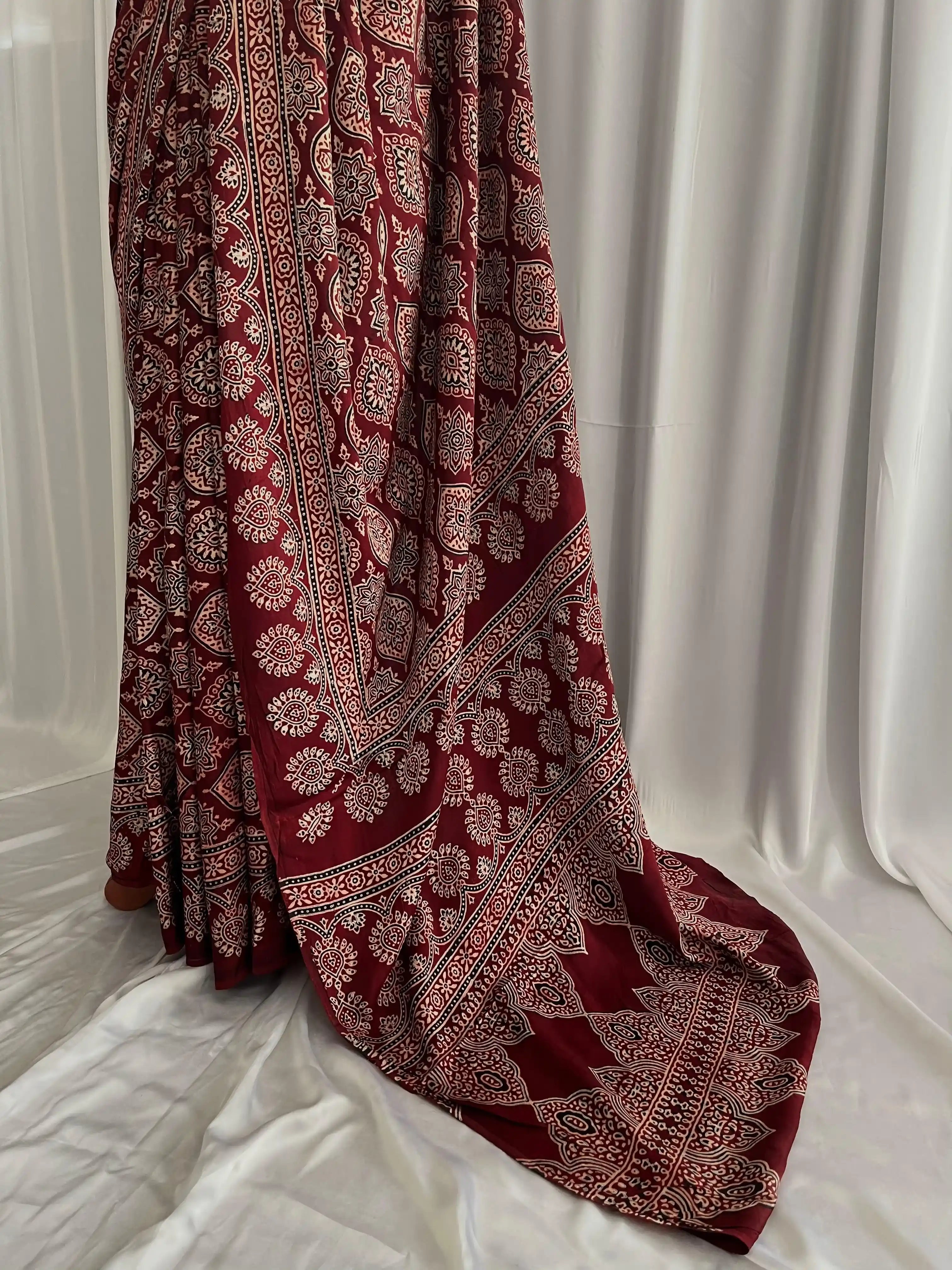 Ajrak Hand-Blocked Silk: Sila