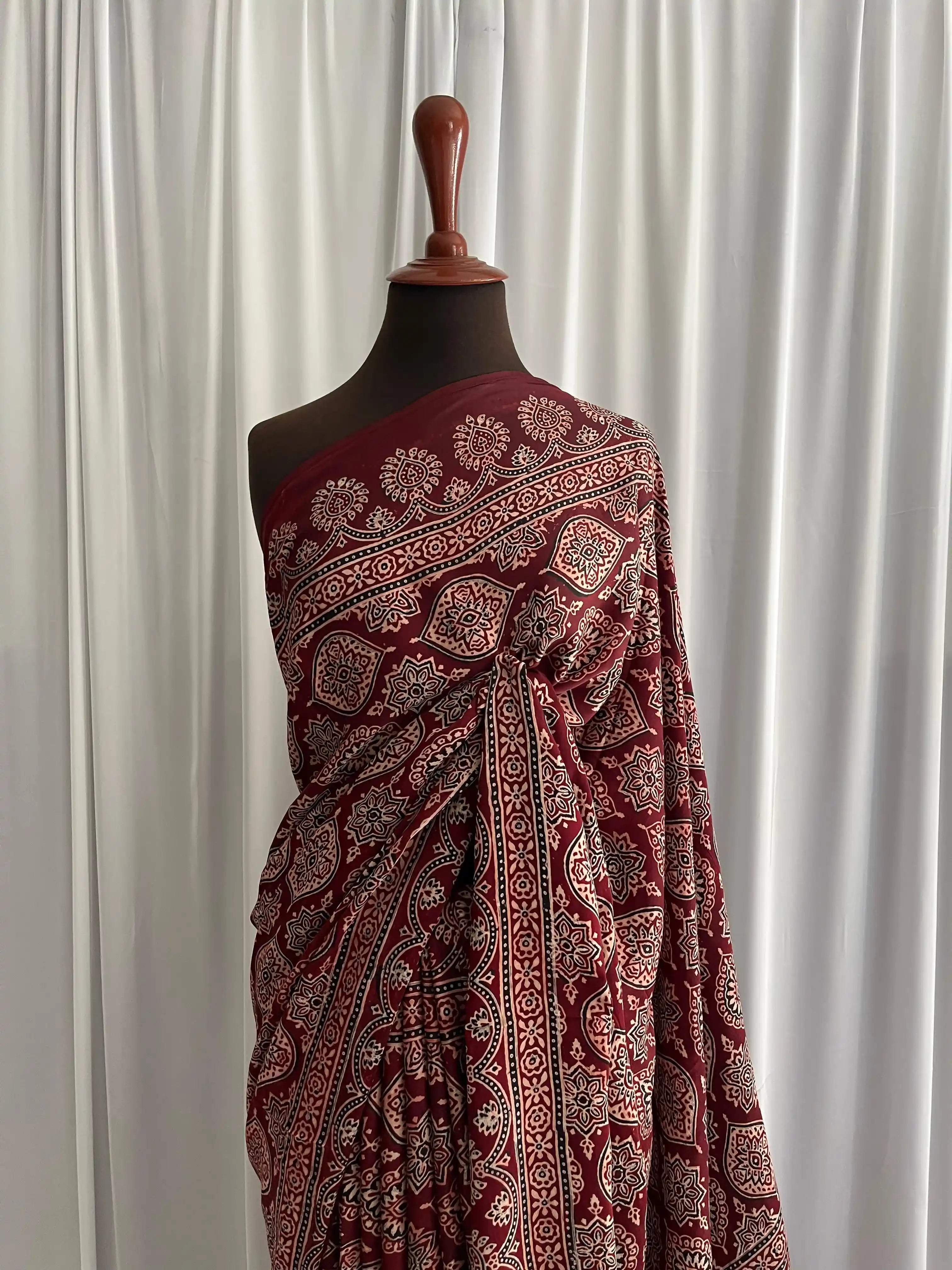 Ajrak Hand-Blocked Silk: Sila