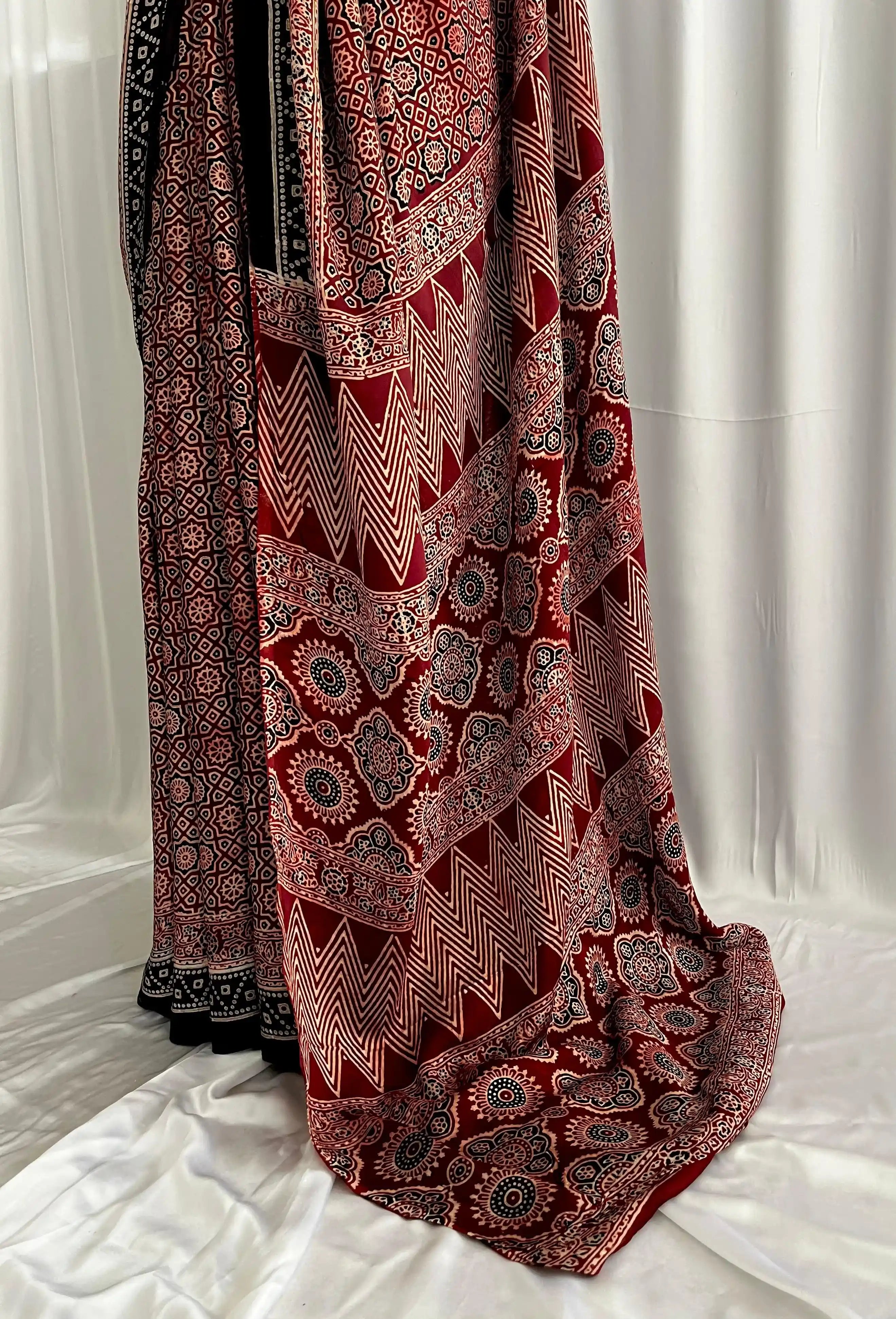 Ajrak Hand-Blocked Silk: Tehzeeb