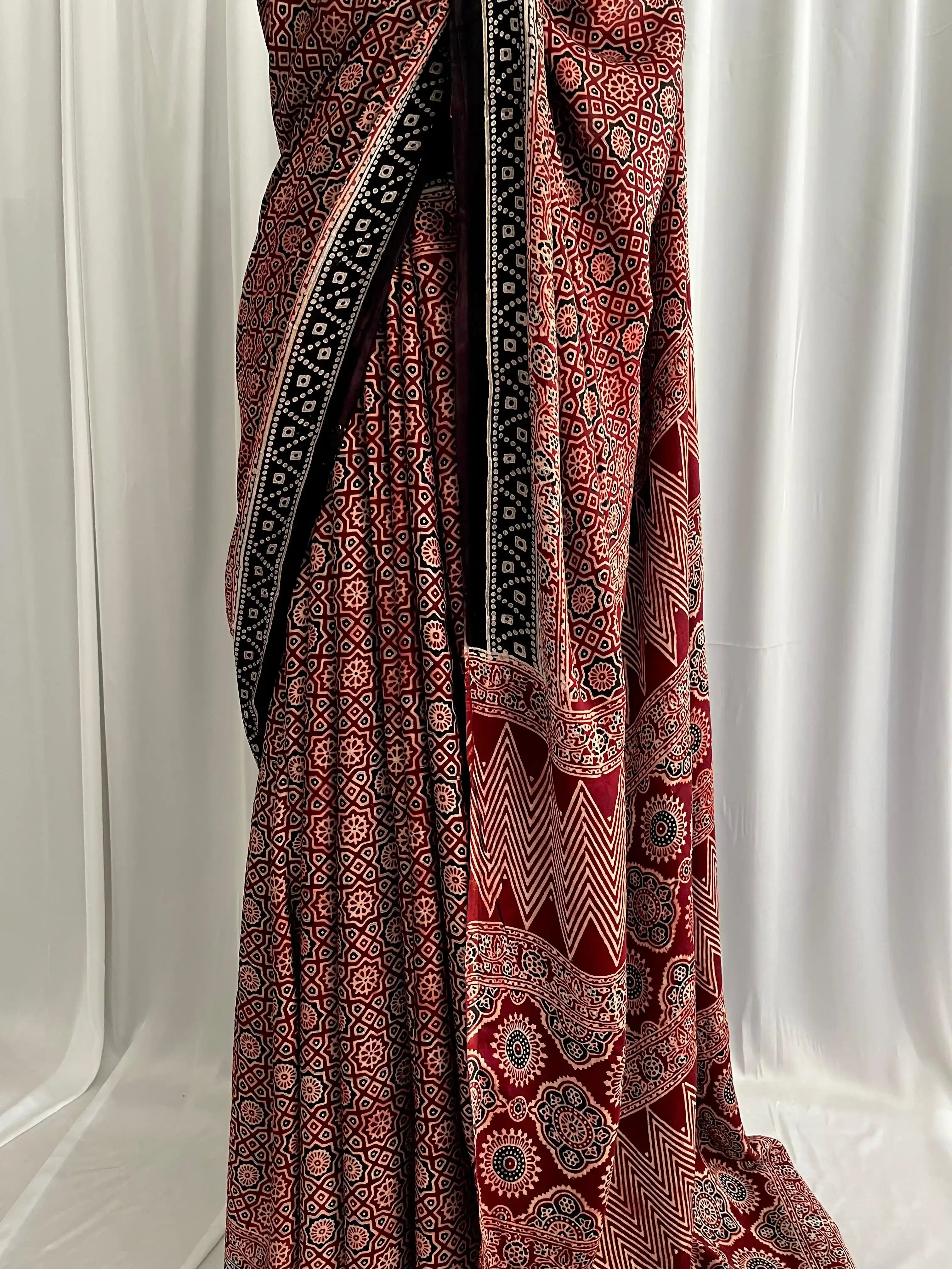 Ajrak Hand-Blocked Silk: Tehzeeb