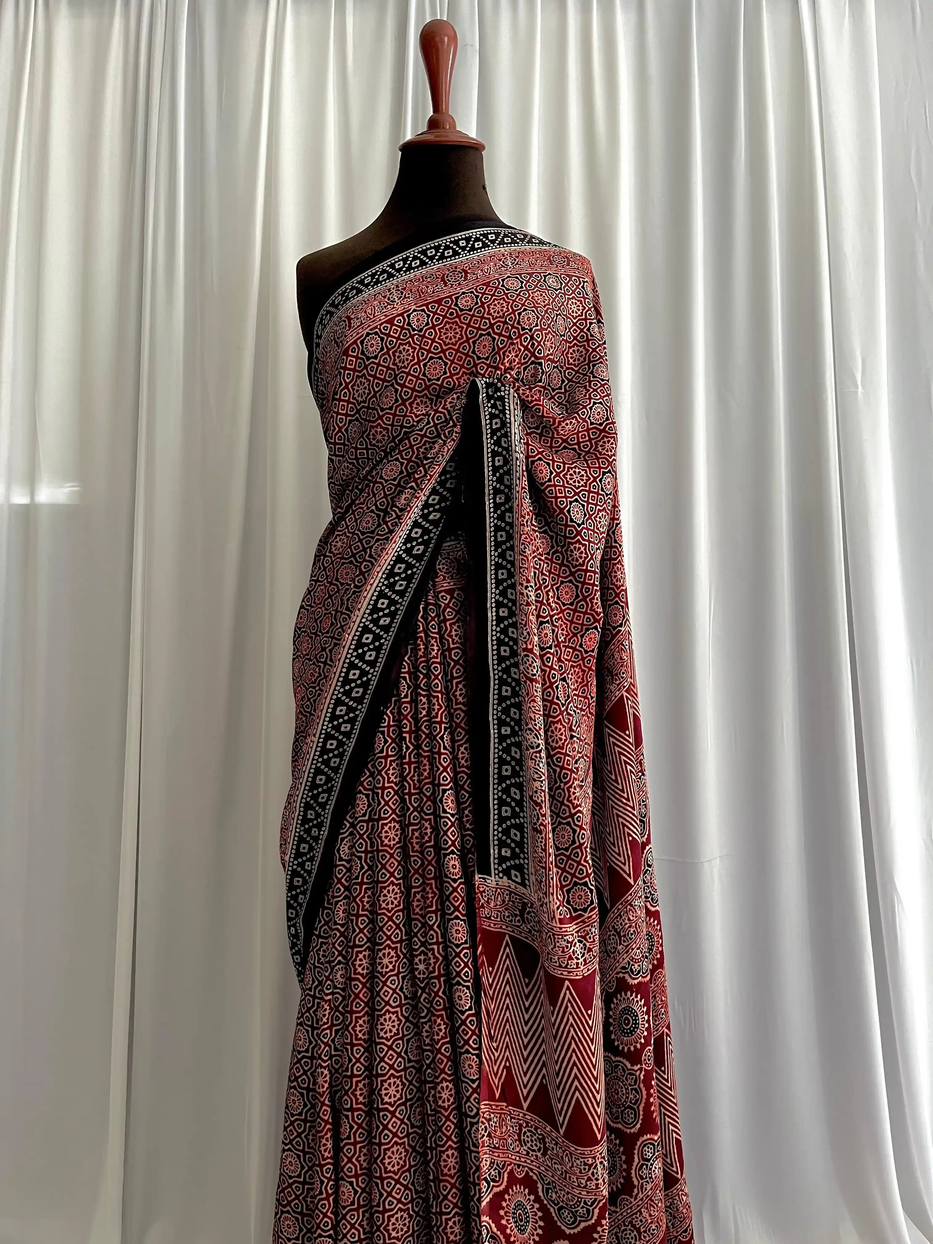 Ajrak Hand-Blocked Silk: Tehzeeb