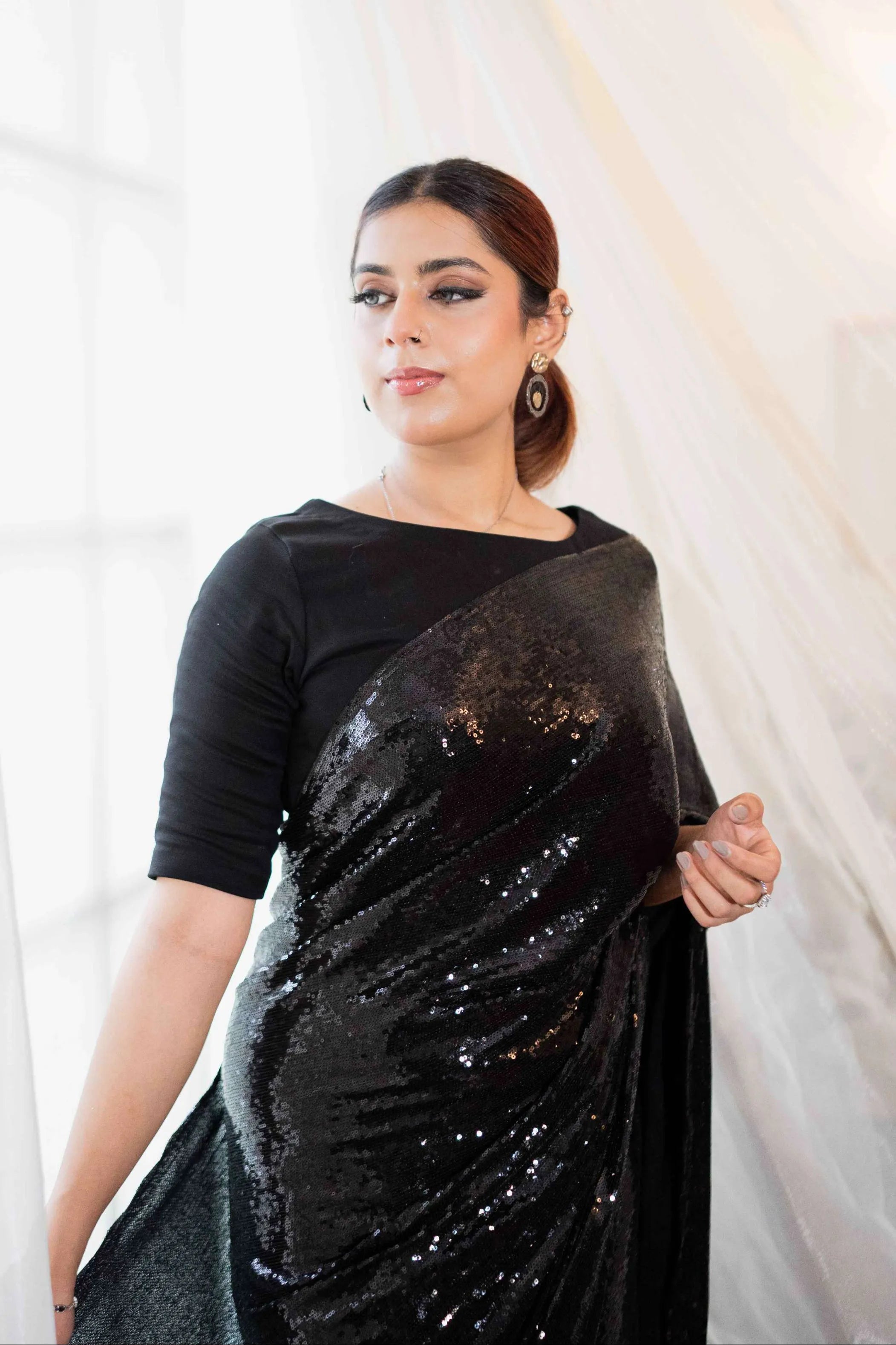 Black Dior Sequins Net