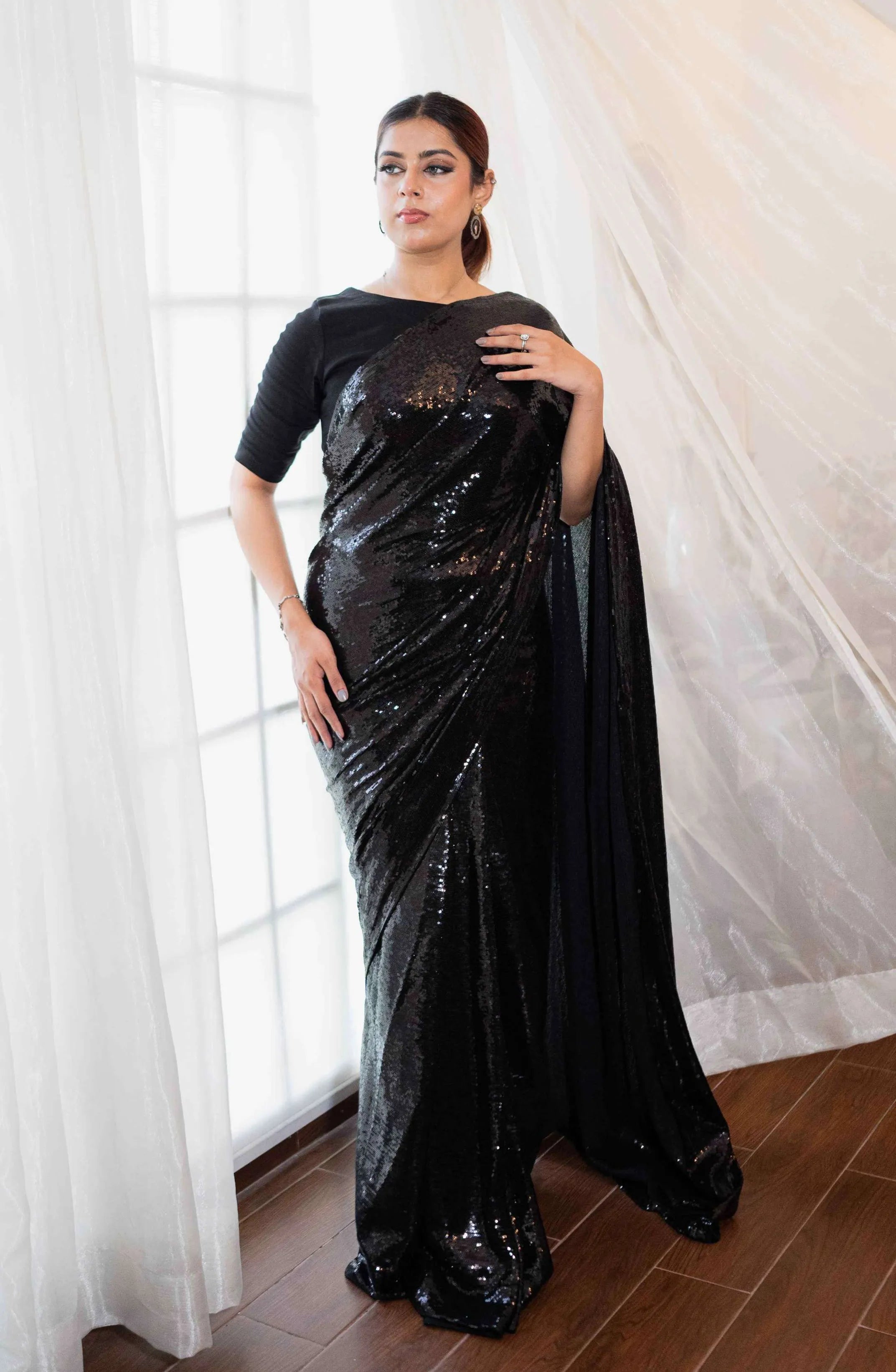 Black Dior Sequins Net