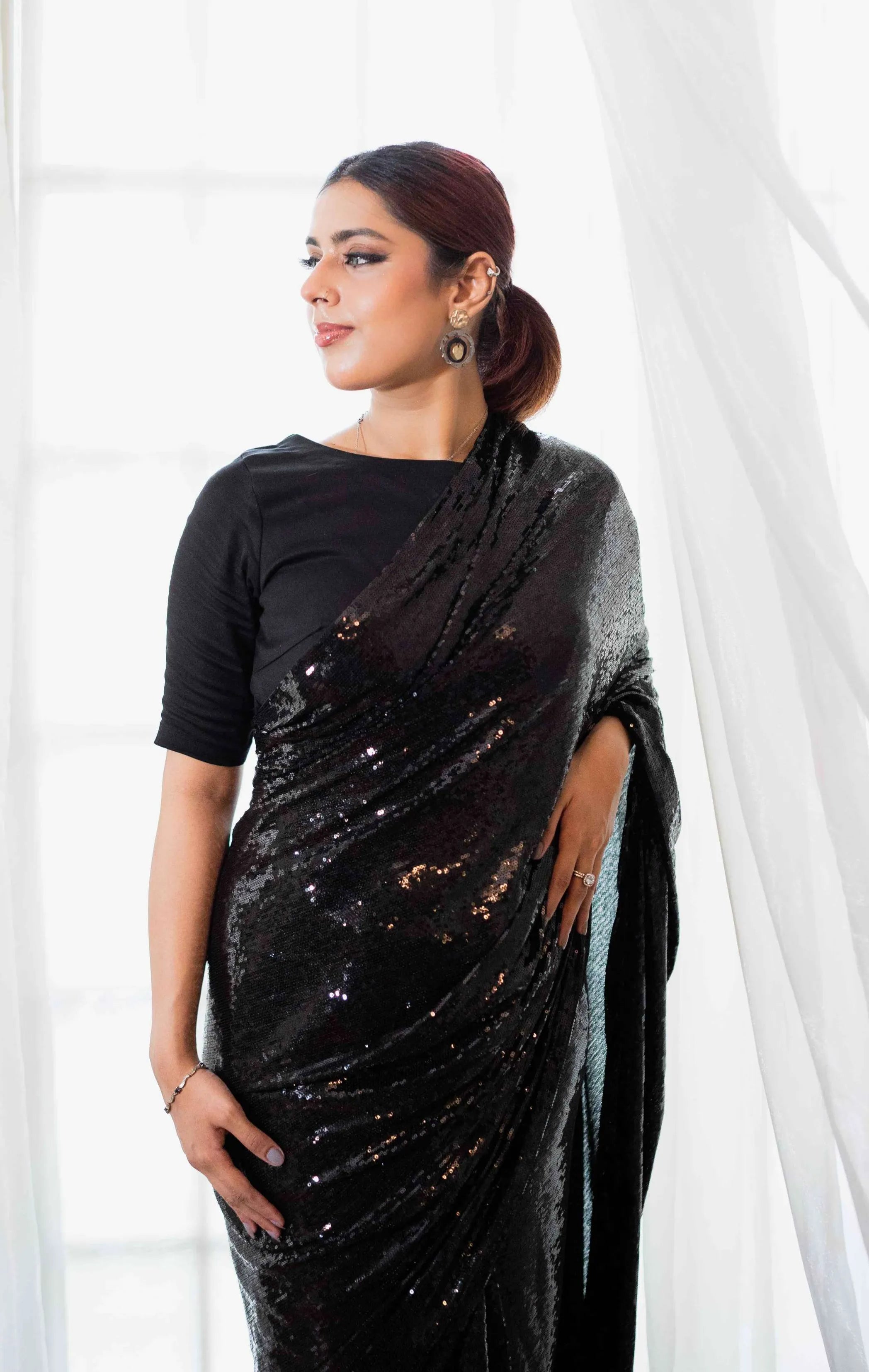 Black Dior Sequins Net