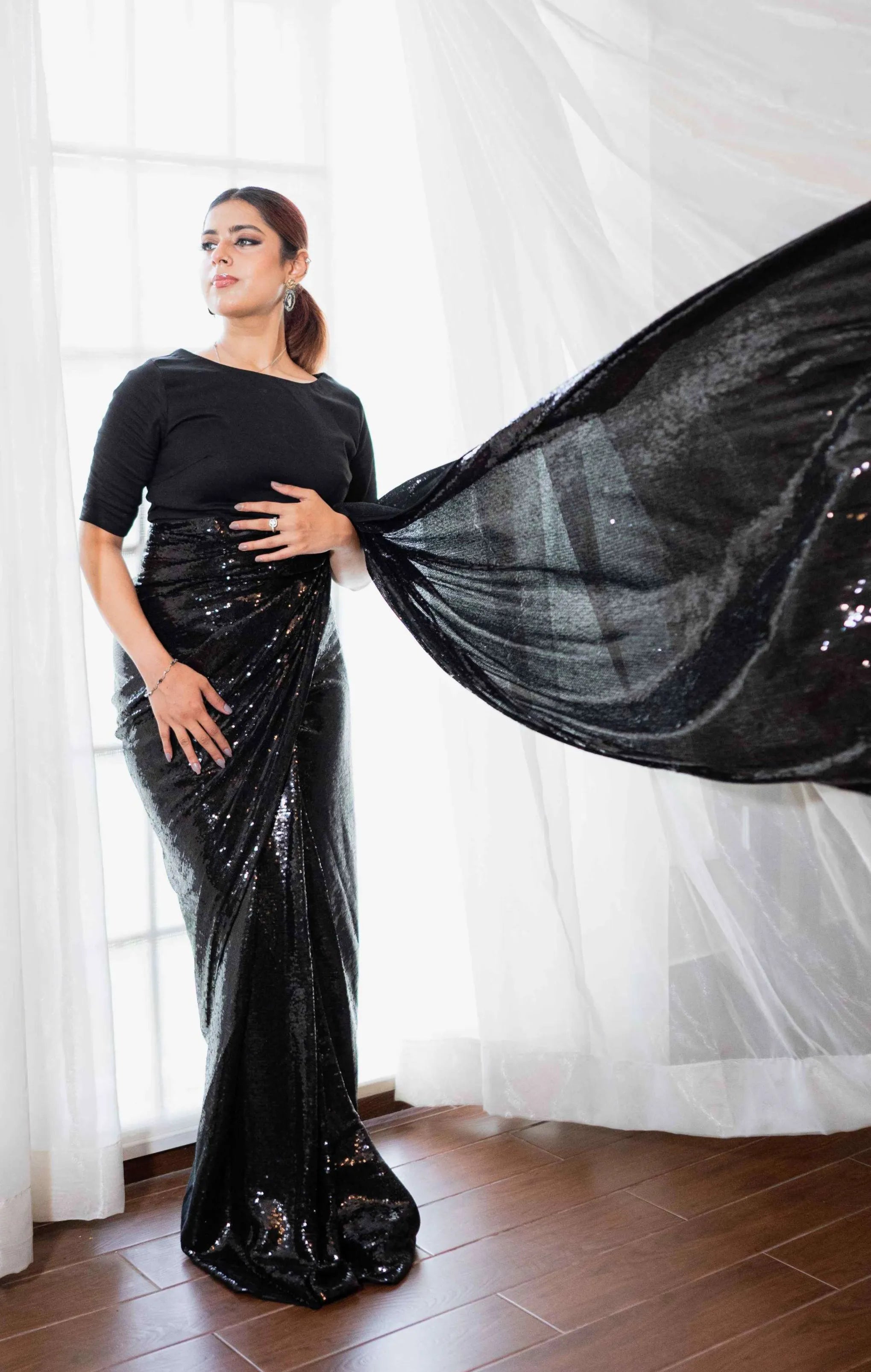 Black Dior Sequins Net