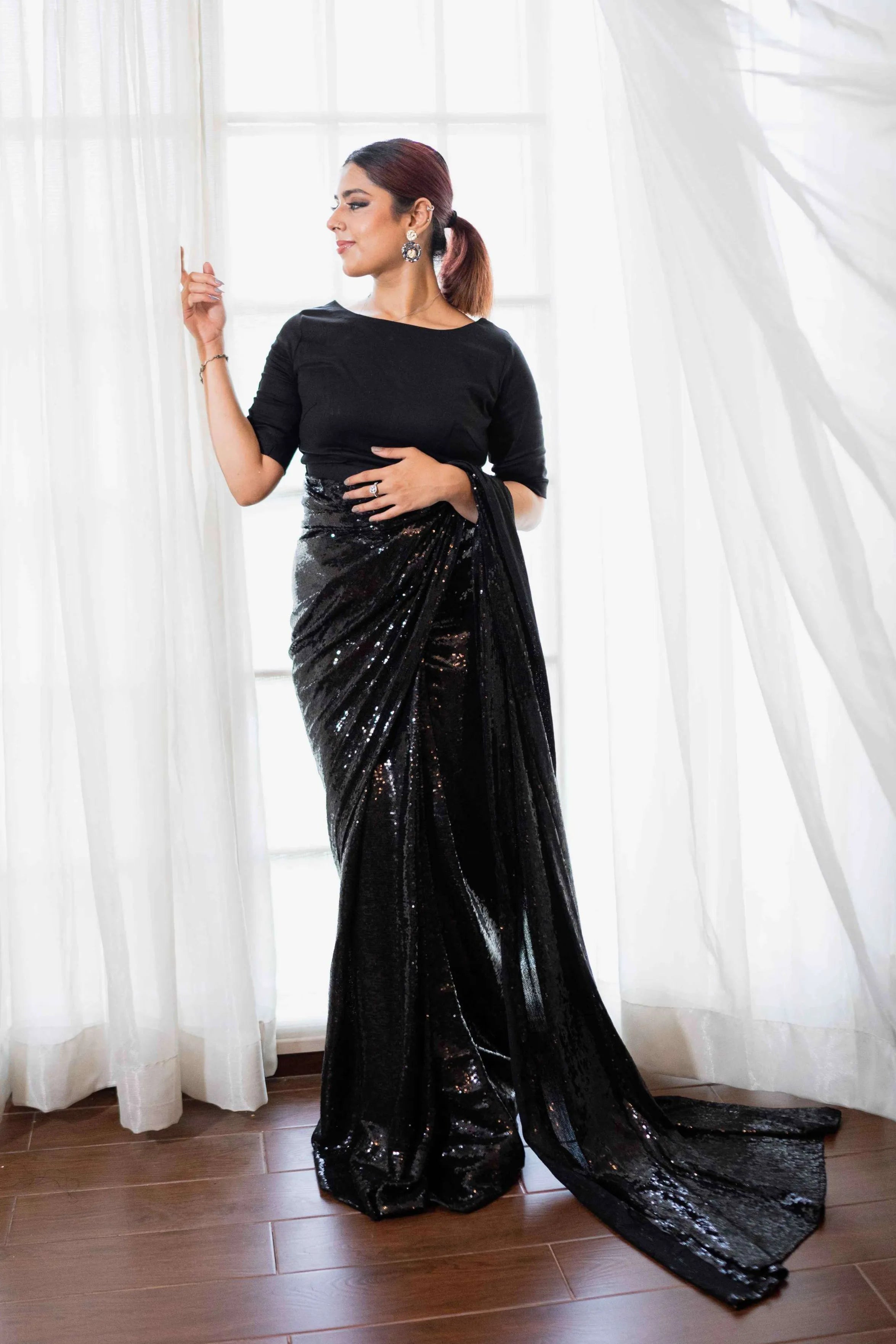 Black Dior Sequins Net