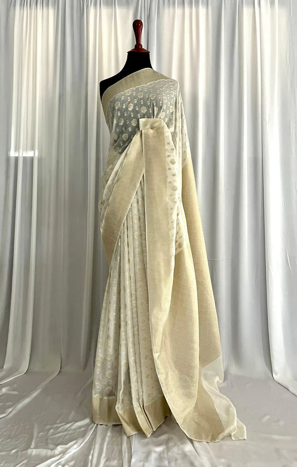 Chiffon Banarsi Silk: Dove