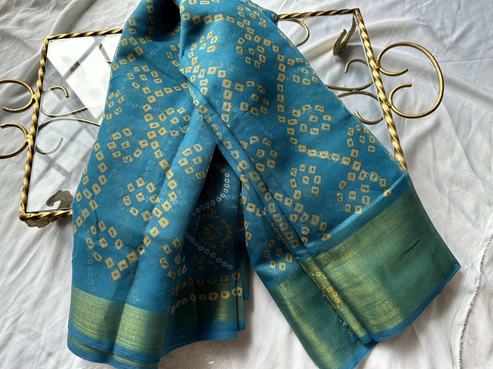 Cotton Chunri: Topaz Blue