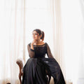 Solid Black Silk - Sequin Blouse