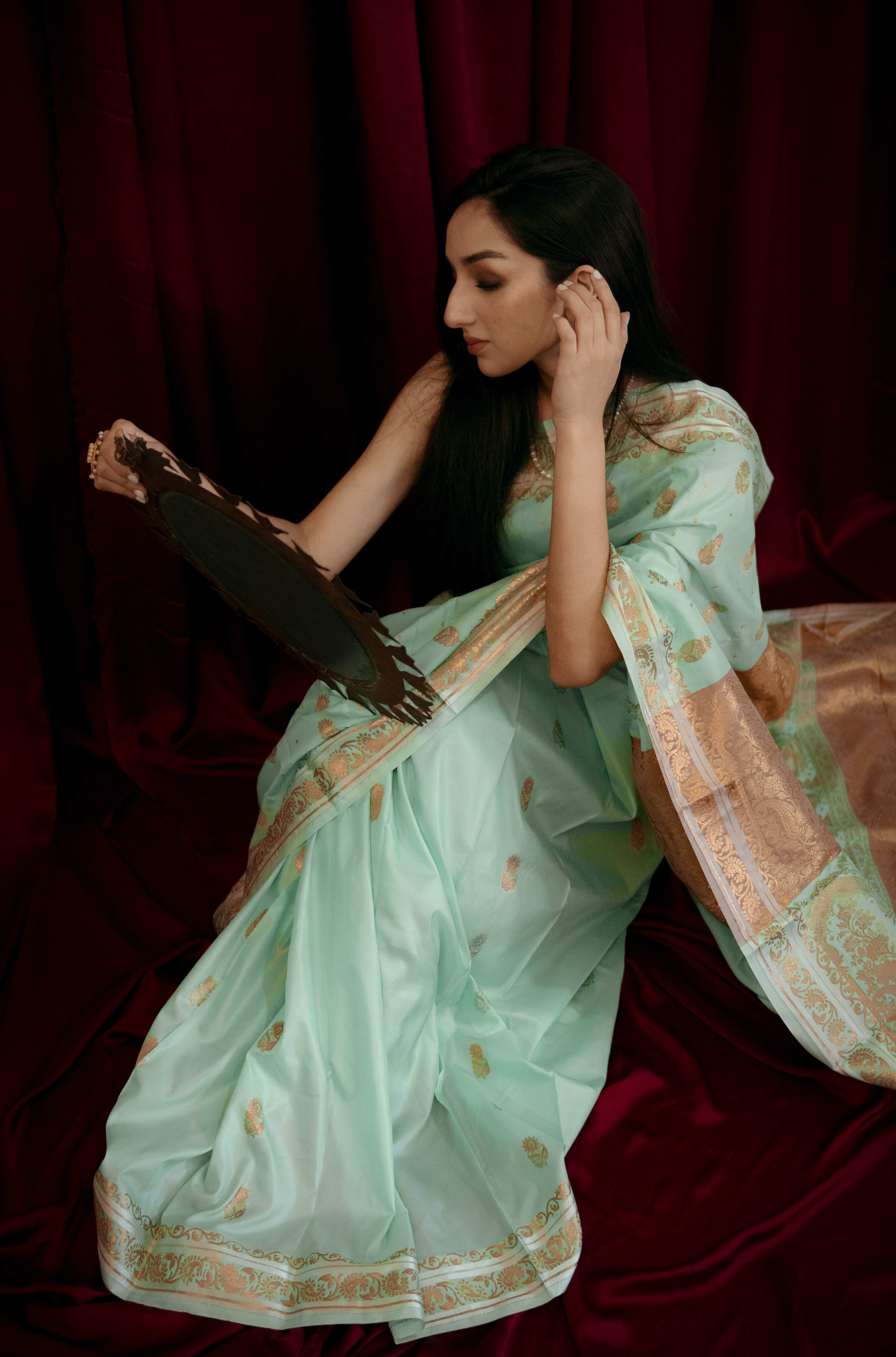 Hayat Banarsi Silk: Mint Fantasy