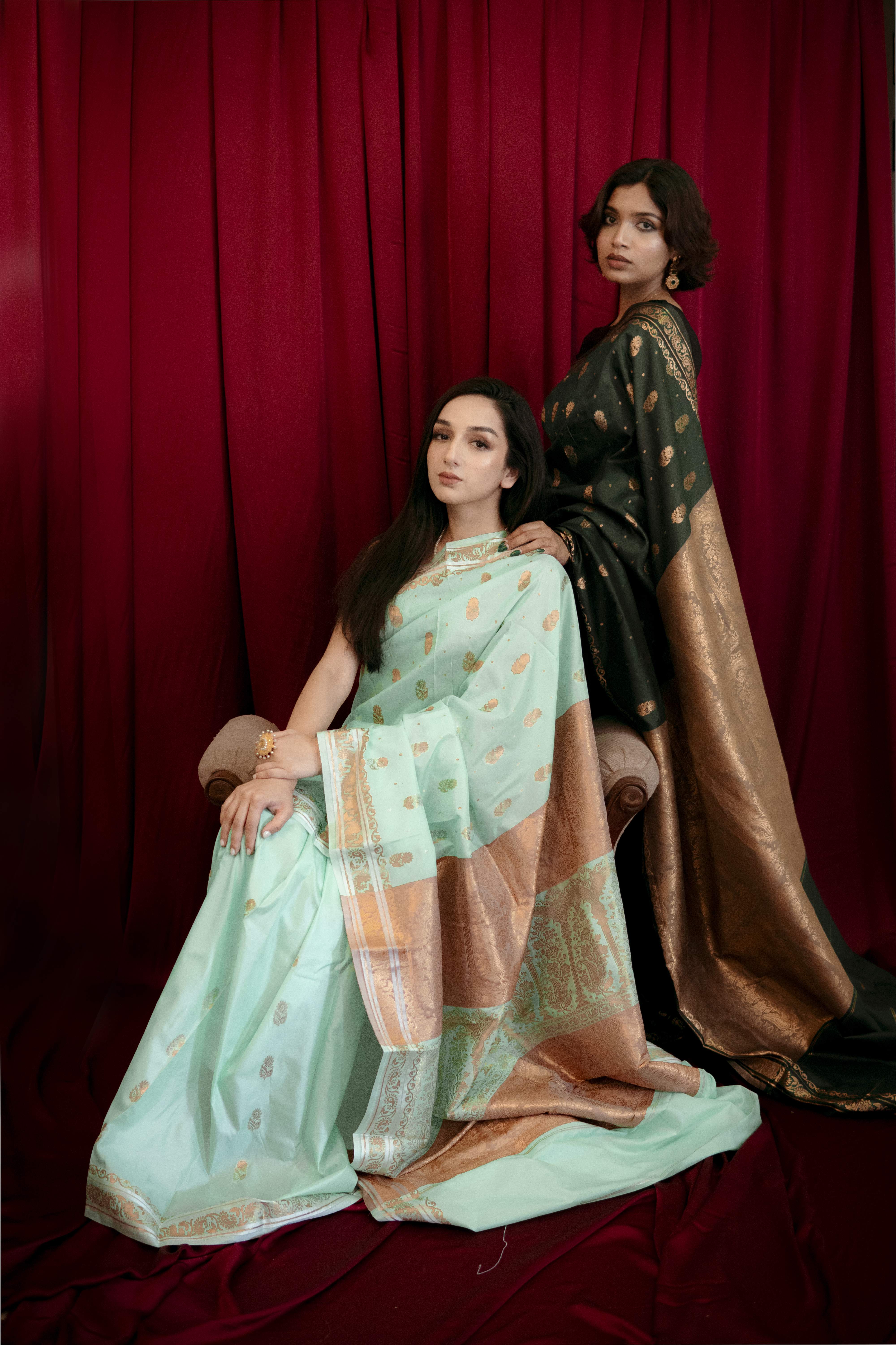 Hayat Banarsi Silk: Mint Fantasy