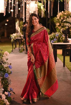 Riwayti Banarsi Silk: Chilli Red