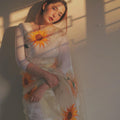 Glass Organza - Hand Painted:  Dakota Sunflower
