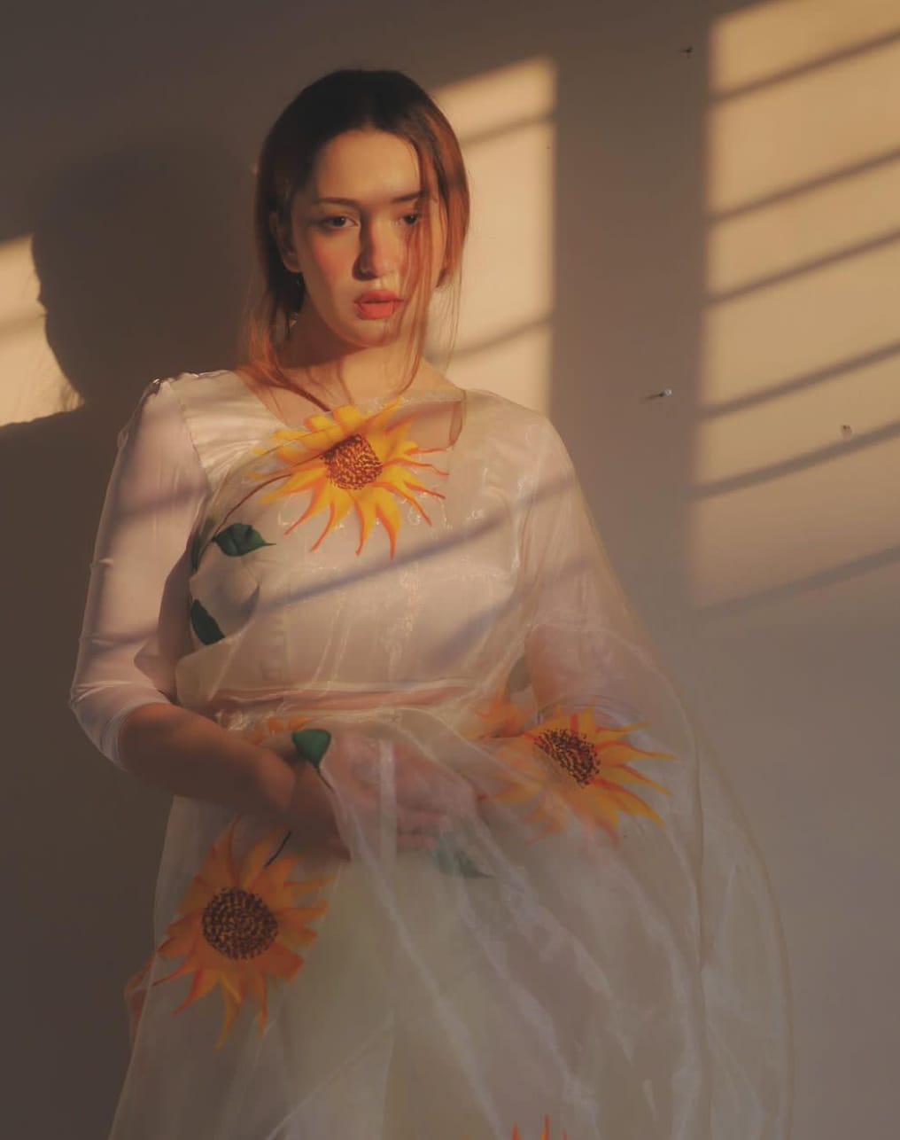 Glass Organza - Hand Painted:  Dakota Sunflower