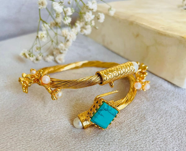 Gold Plated Bangle: Majestic Turquoise