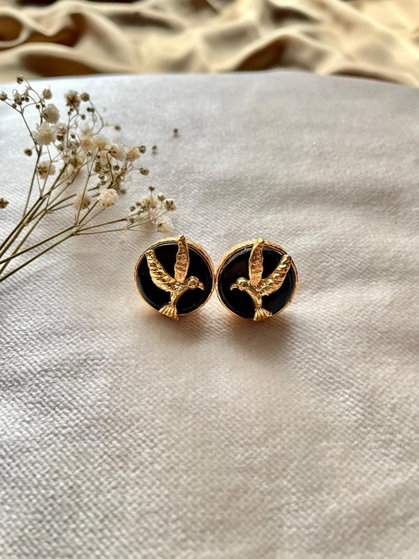 Gold Plated Dove Onyx Studs