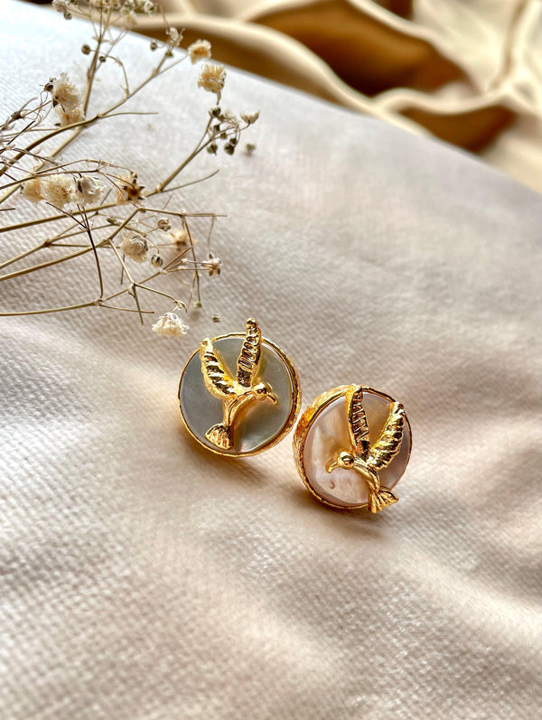 Gold Plated Dove Pearl Studs