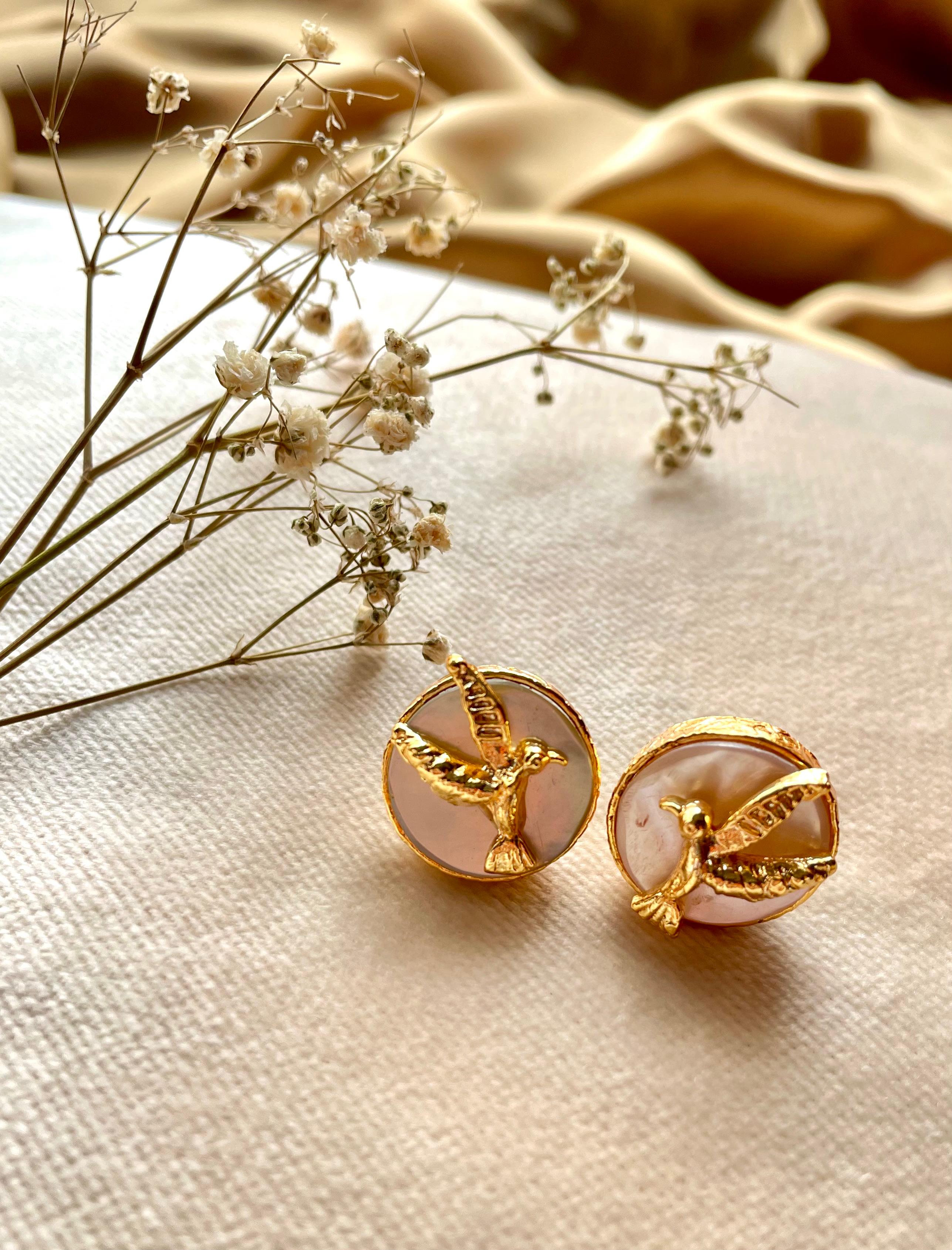 Gold Plated Dove Pearl Studs