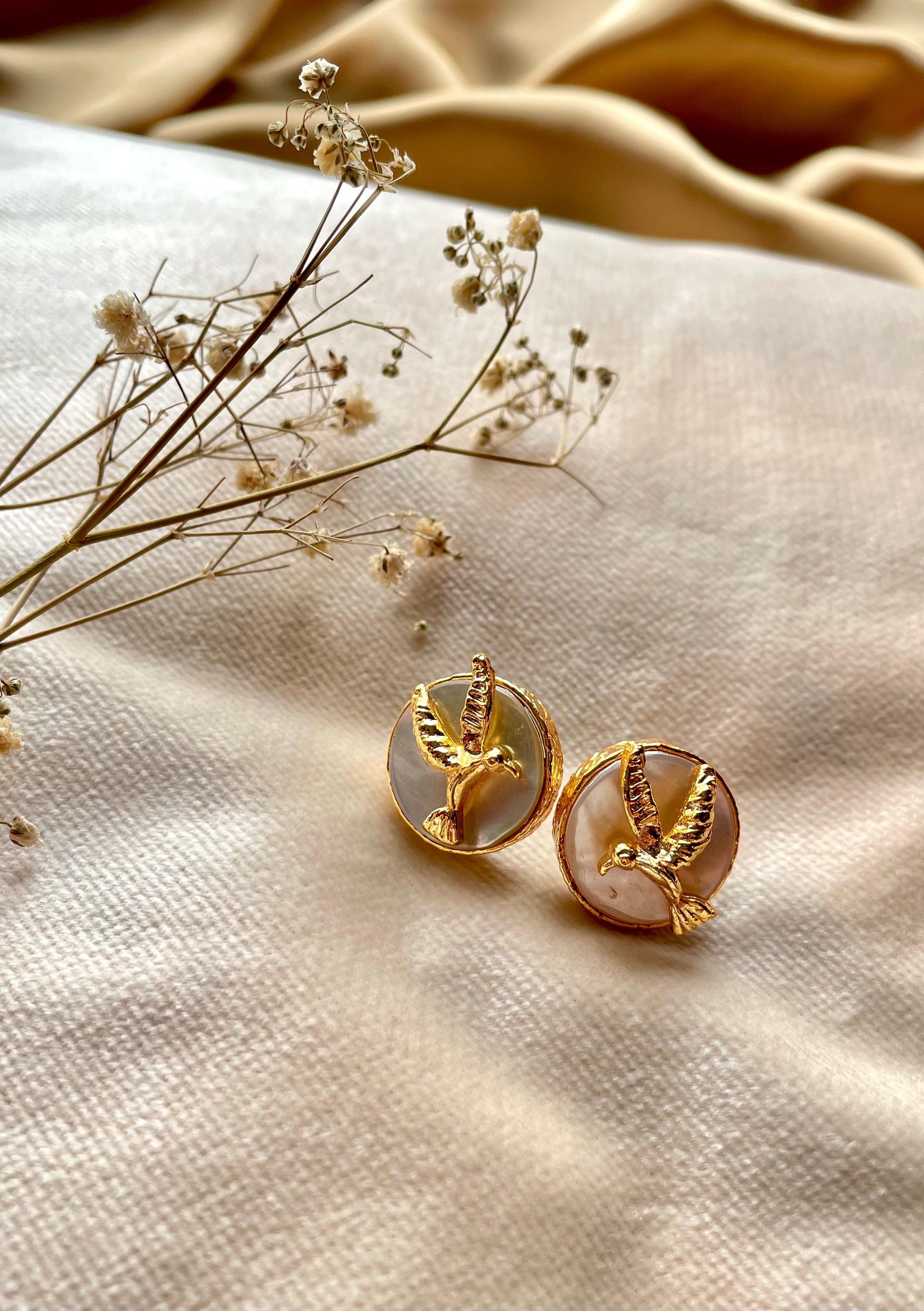 Gold Plated Dove Pearl Studs