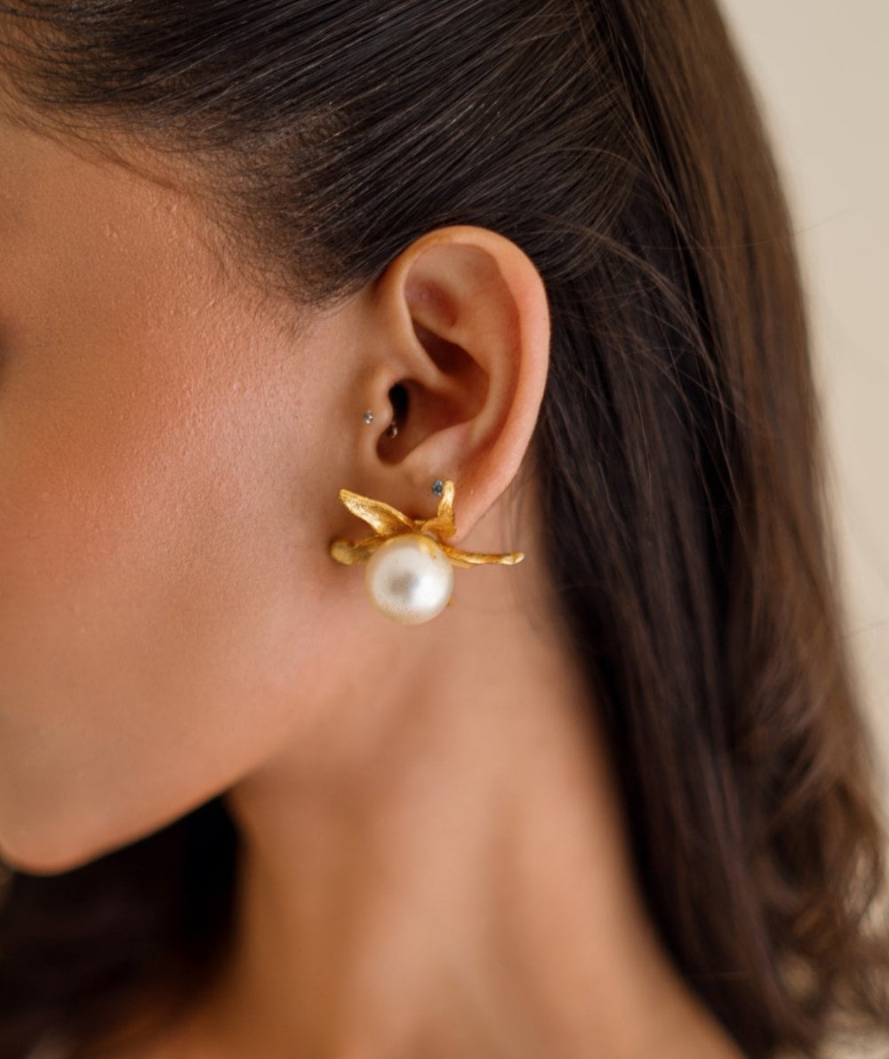 Gold Plated Oceanic Pearl Studs