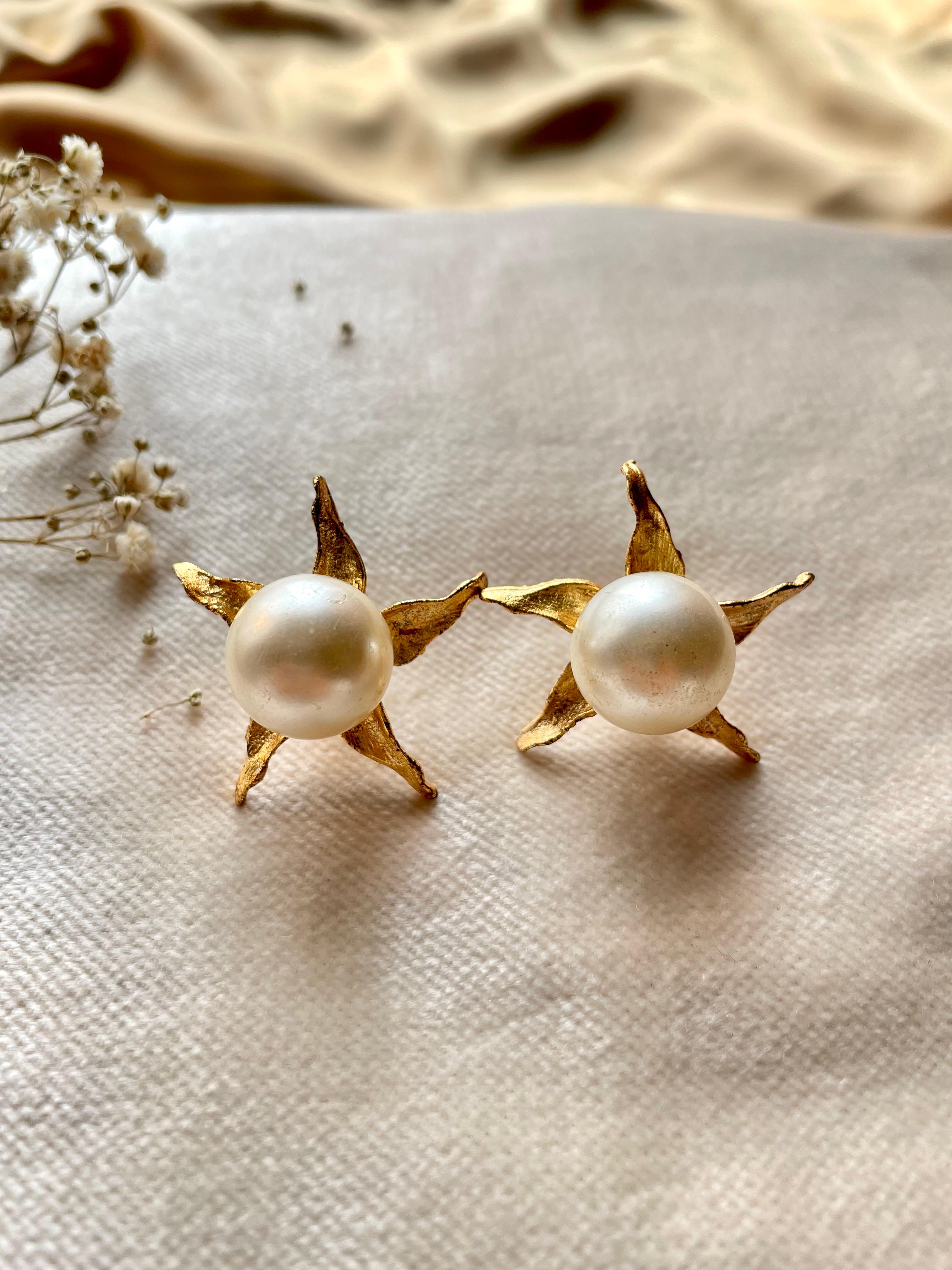Gold Plated Oceanic Pearl Studs