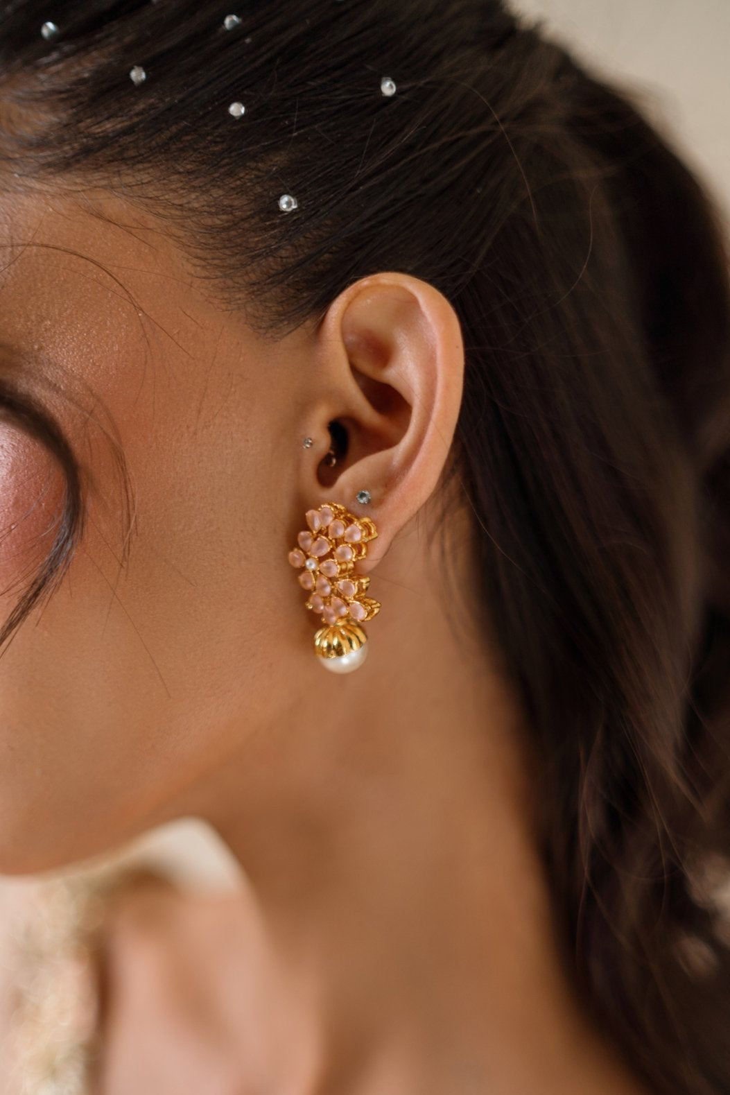 Gold Plated Peony Pearl