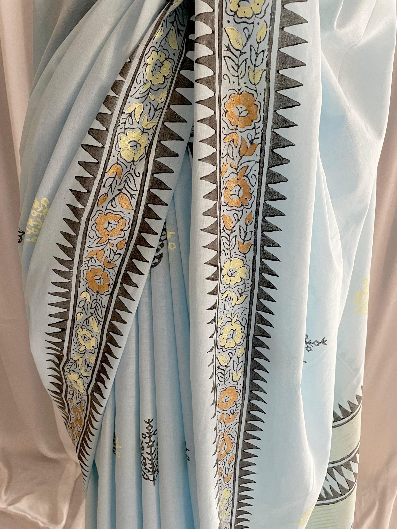 Hand-Blocked Cotton: Periwinkle