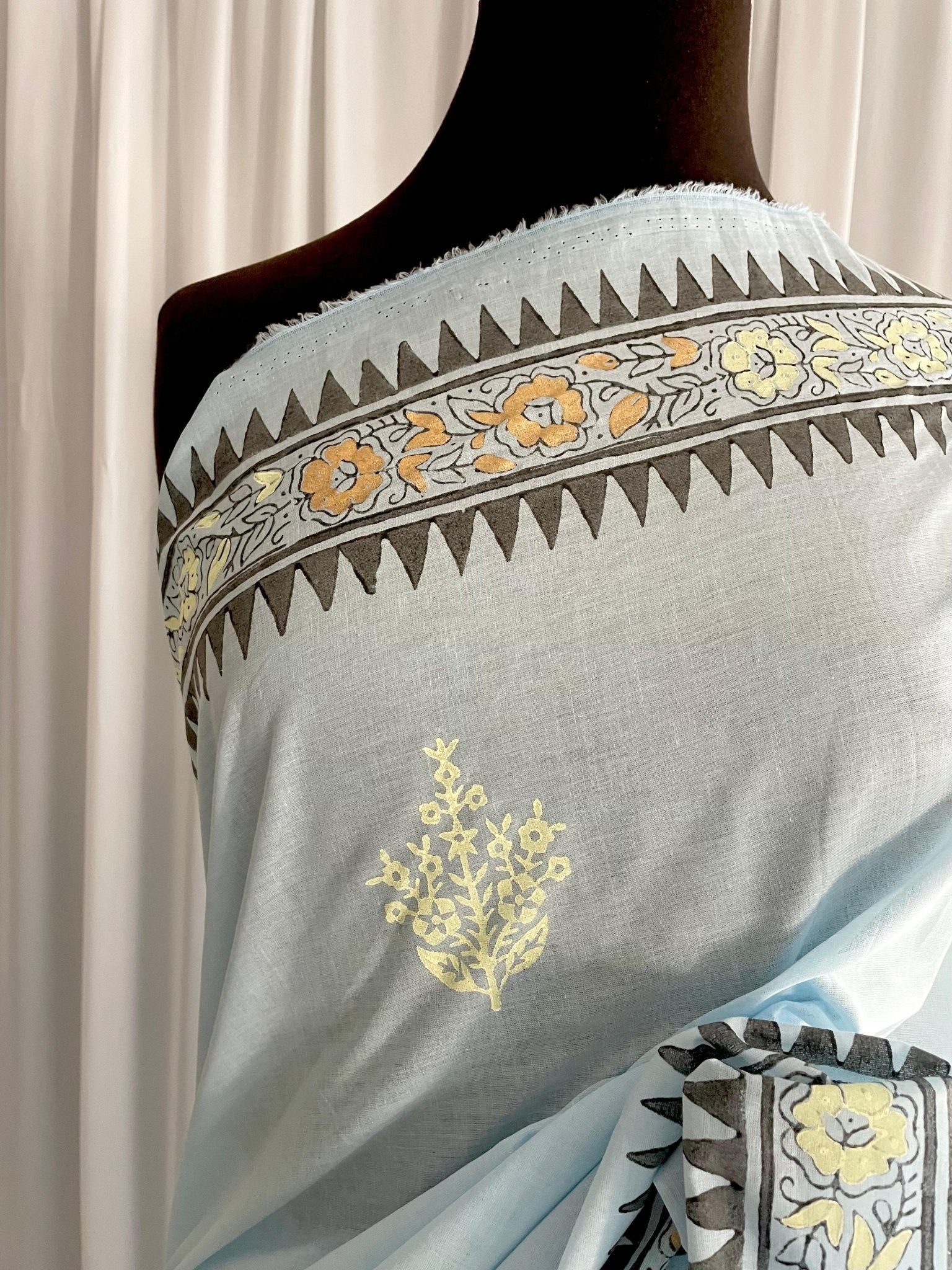 Hand-Blocked Cotton: Periwinkle