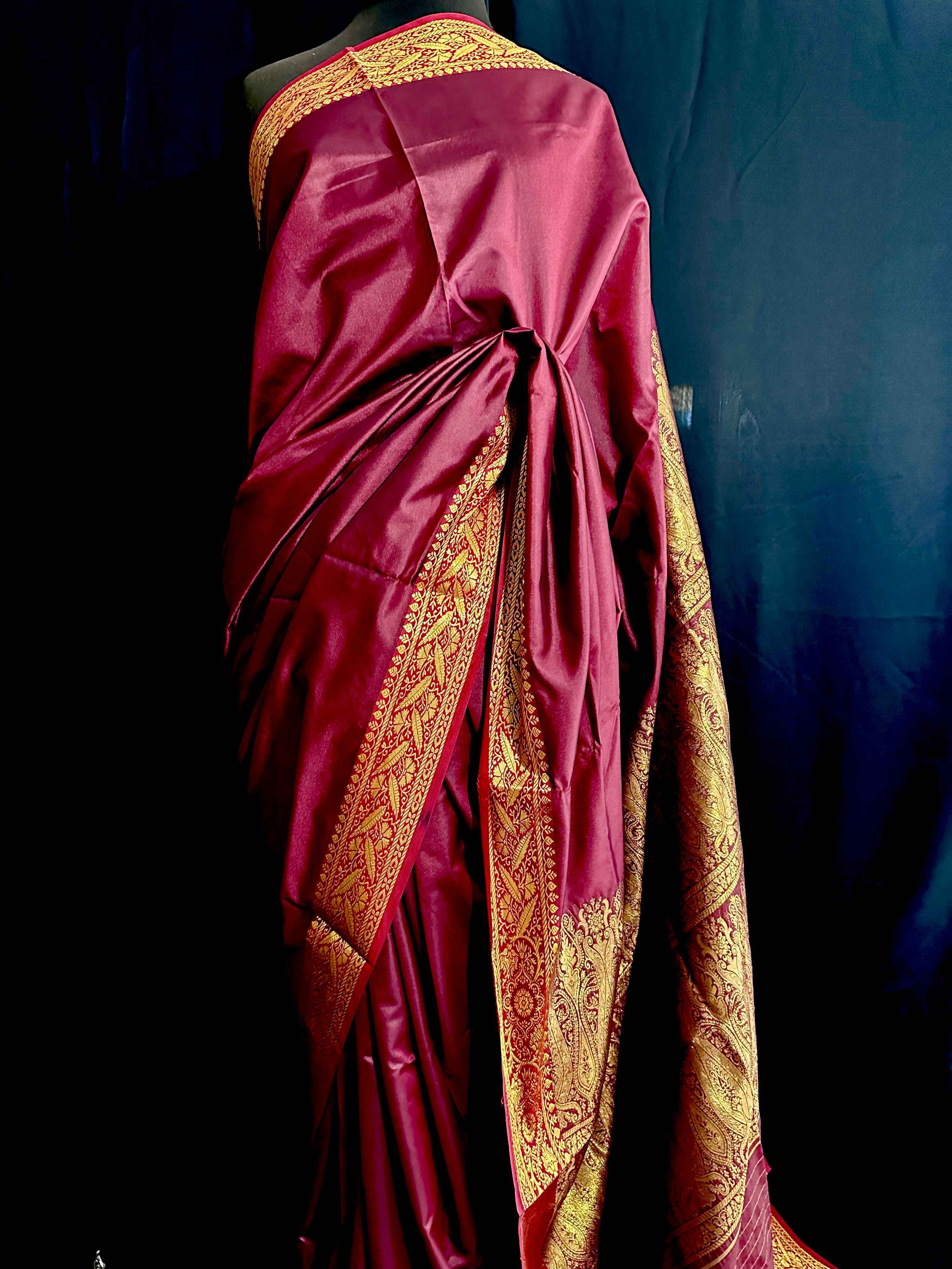 Handloom Banarsi Silks: Wine Red
