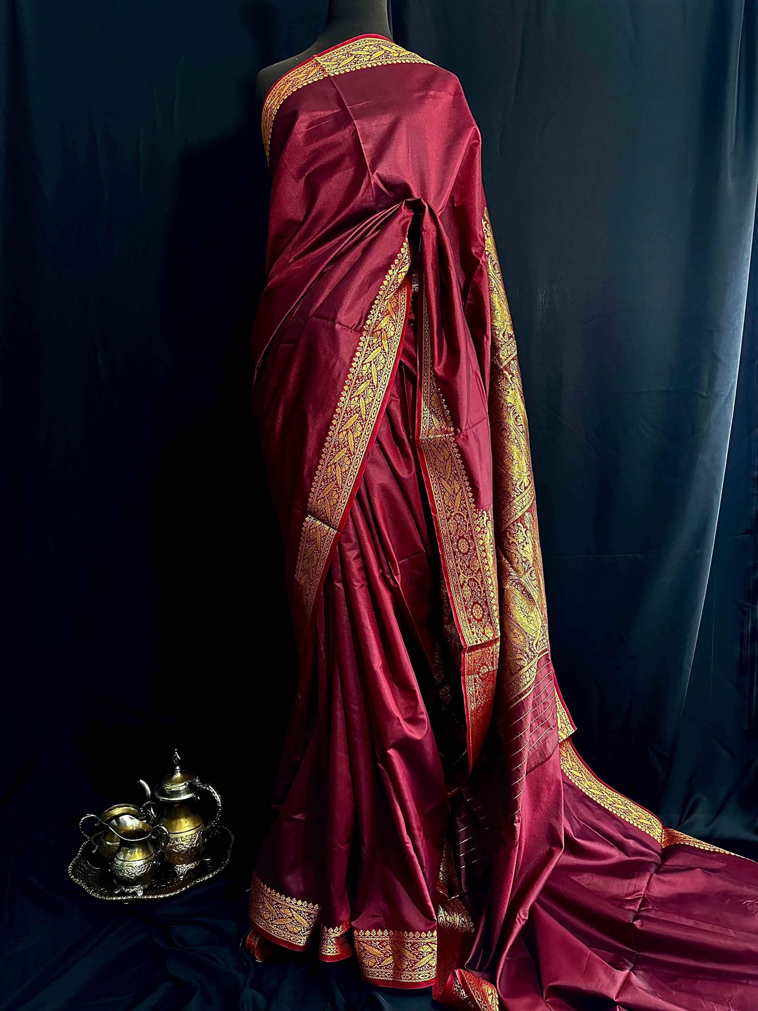 Handloom Banarsi Silks: Wine Red
