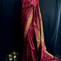 Handloom Banarsi Silk: Wine Red