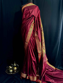 Handloom Banarsi Silks: Wine Red
