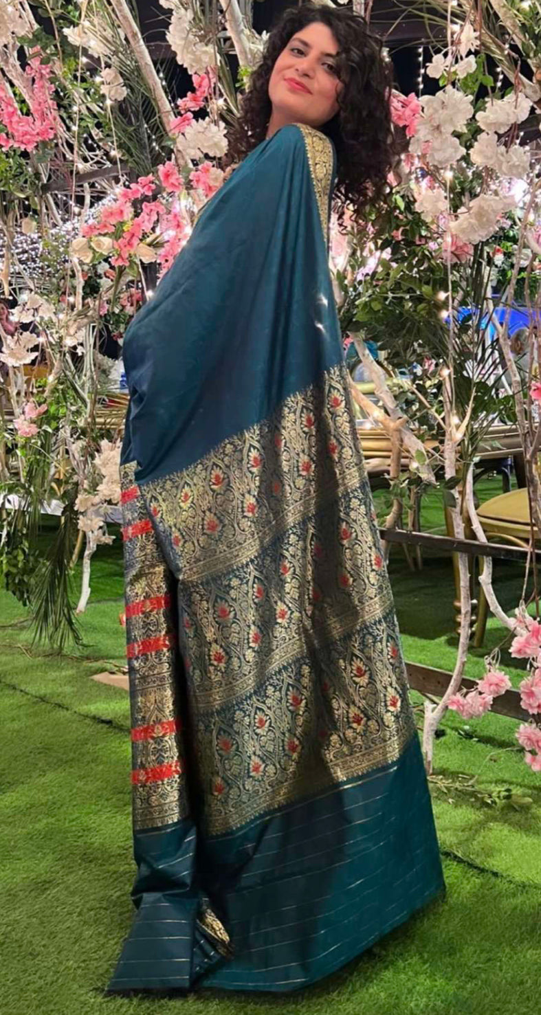 Noor e Jehan Banarsi Silk: Teal